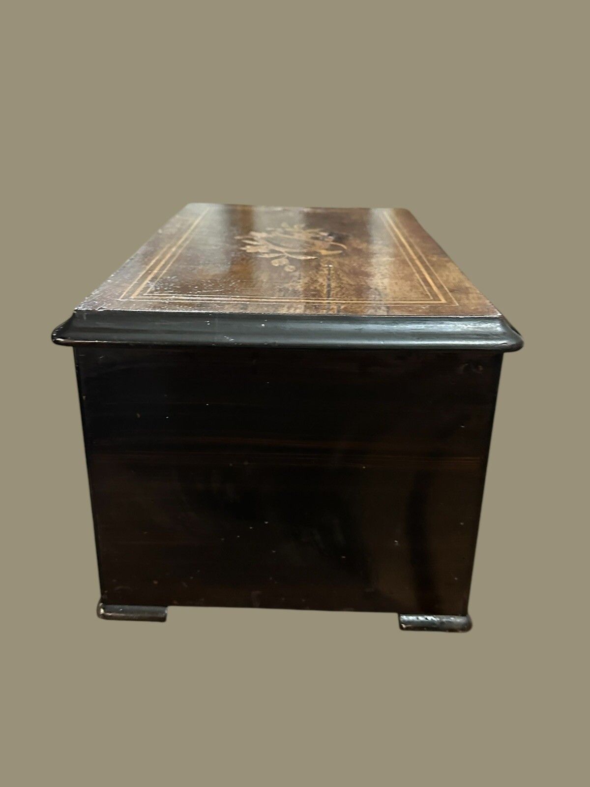 Antique Continental Marquetry Inlay Music Box photo buy