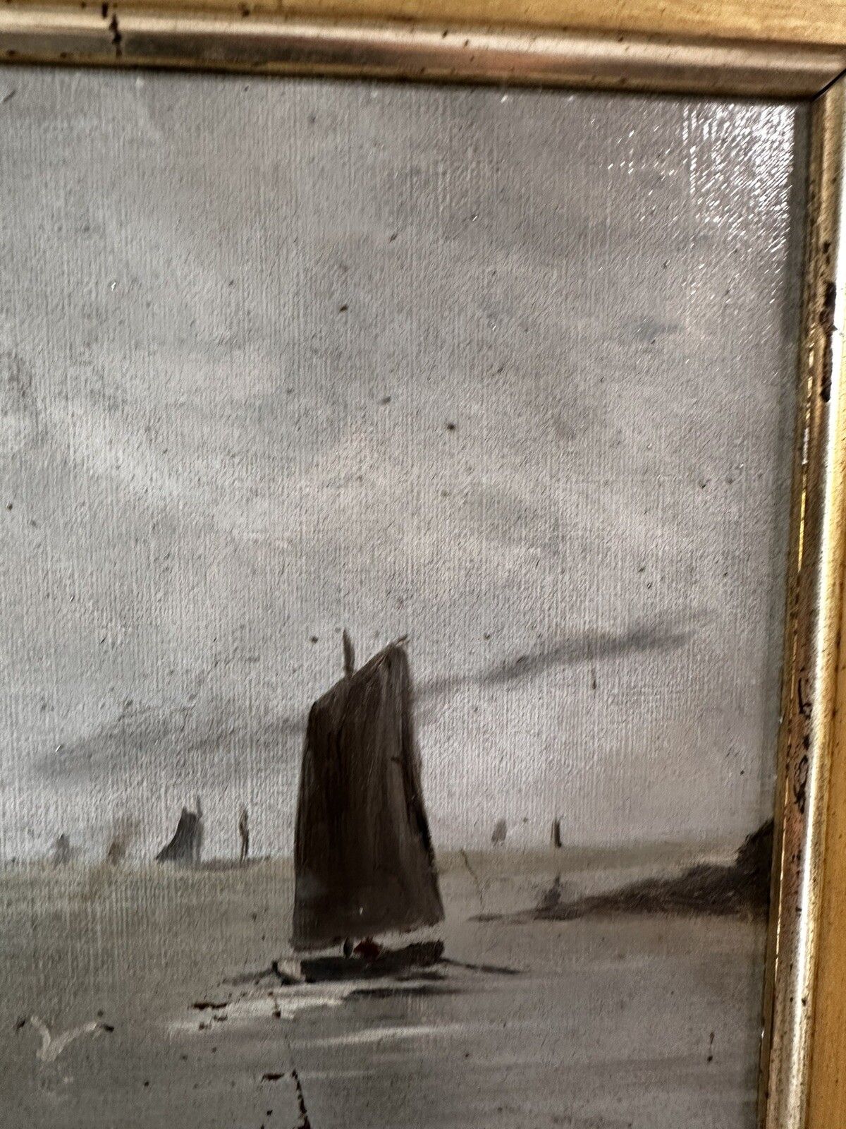 Victorian Oil Painting P G Collins Nautical  Maritime  Fishing Scene 62cm photo vinterior