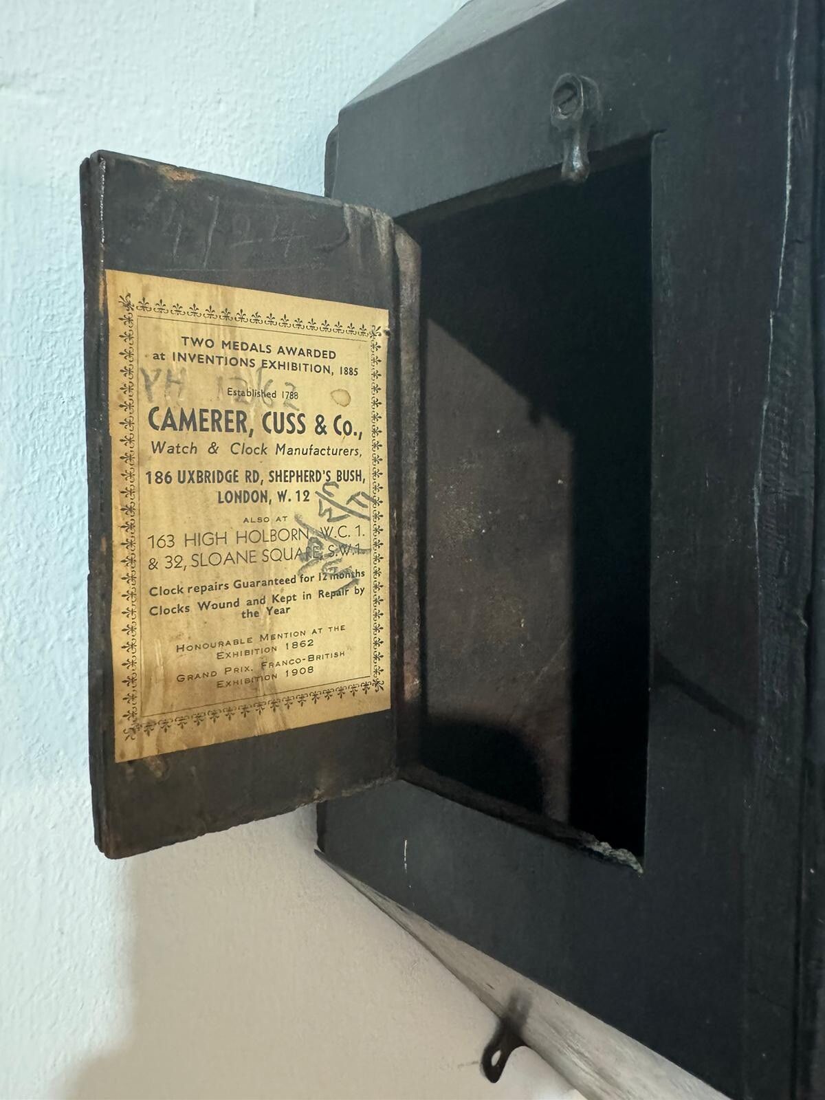 photo for sale Camerer Cuss & Co Fussee Wall Clock Rosewood And Brass Inlay