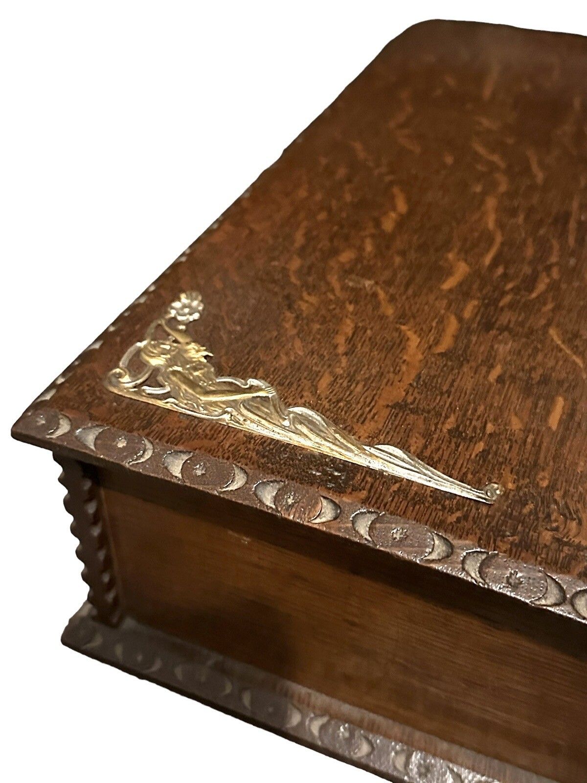 Victorian Large Carved Oak Candle Box Beautiful photo for sale