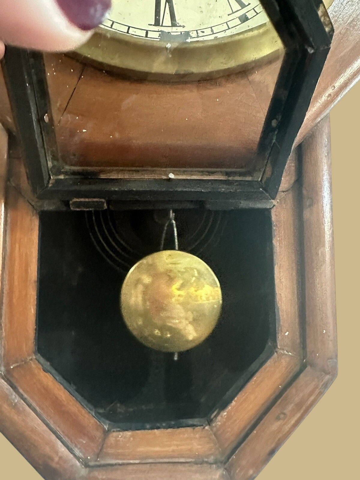 Antique Ansonia USA Wall Clock Drop Dial Station School photo Home Decor