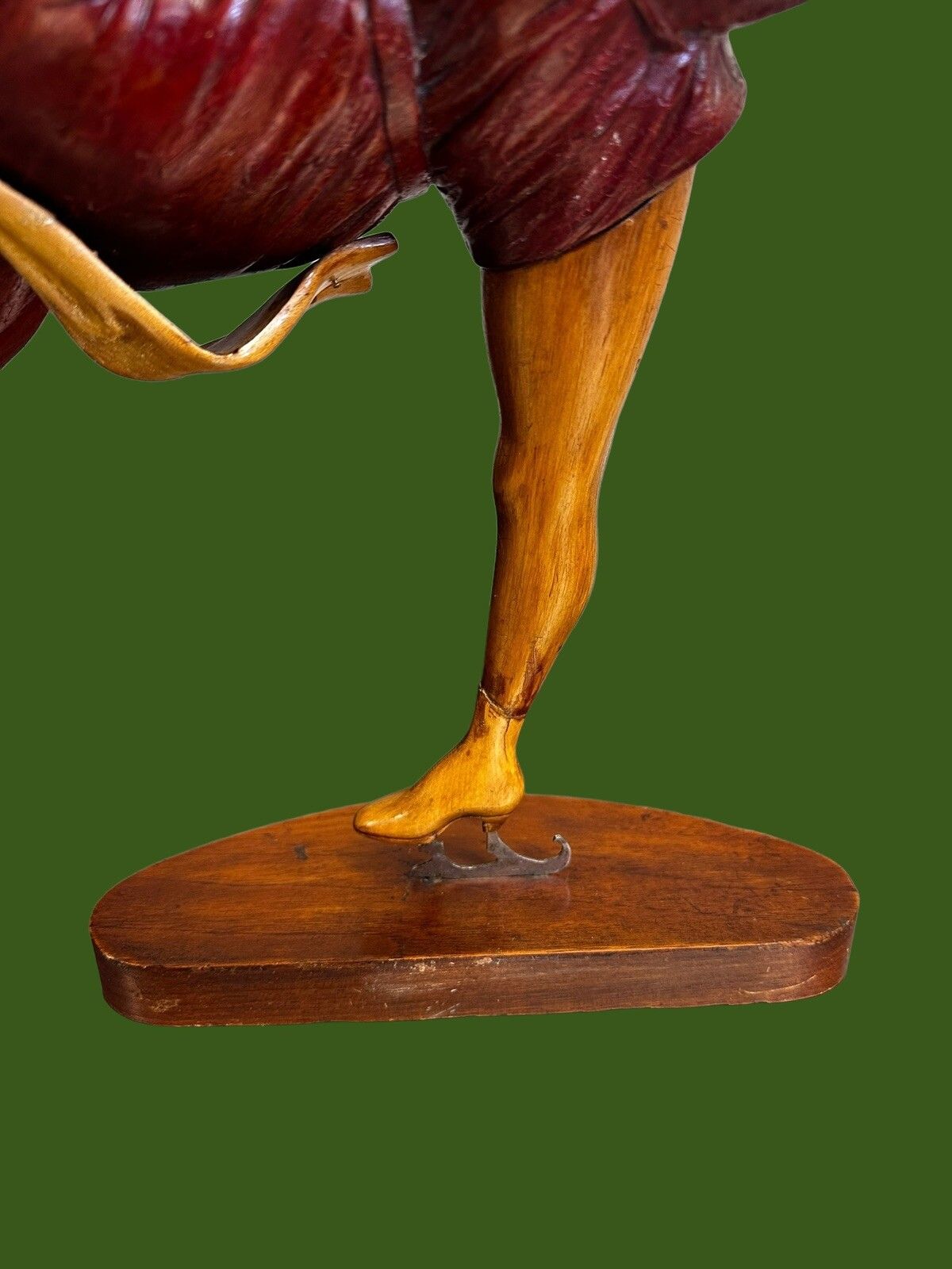 Outstanding Carved Wooden Art Deco Figure Statue Skater Girl / Signed photo for sale