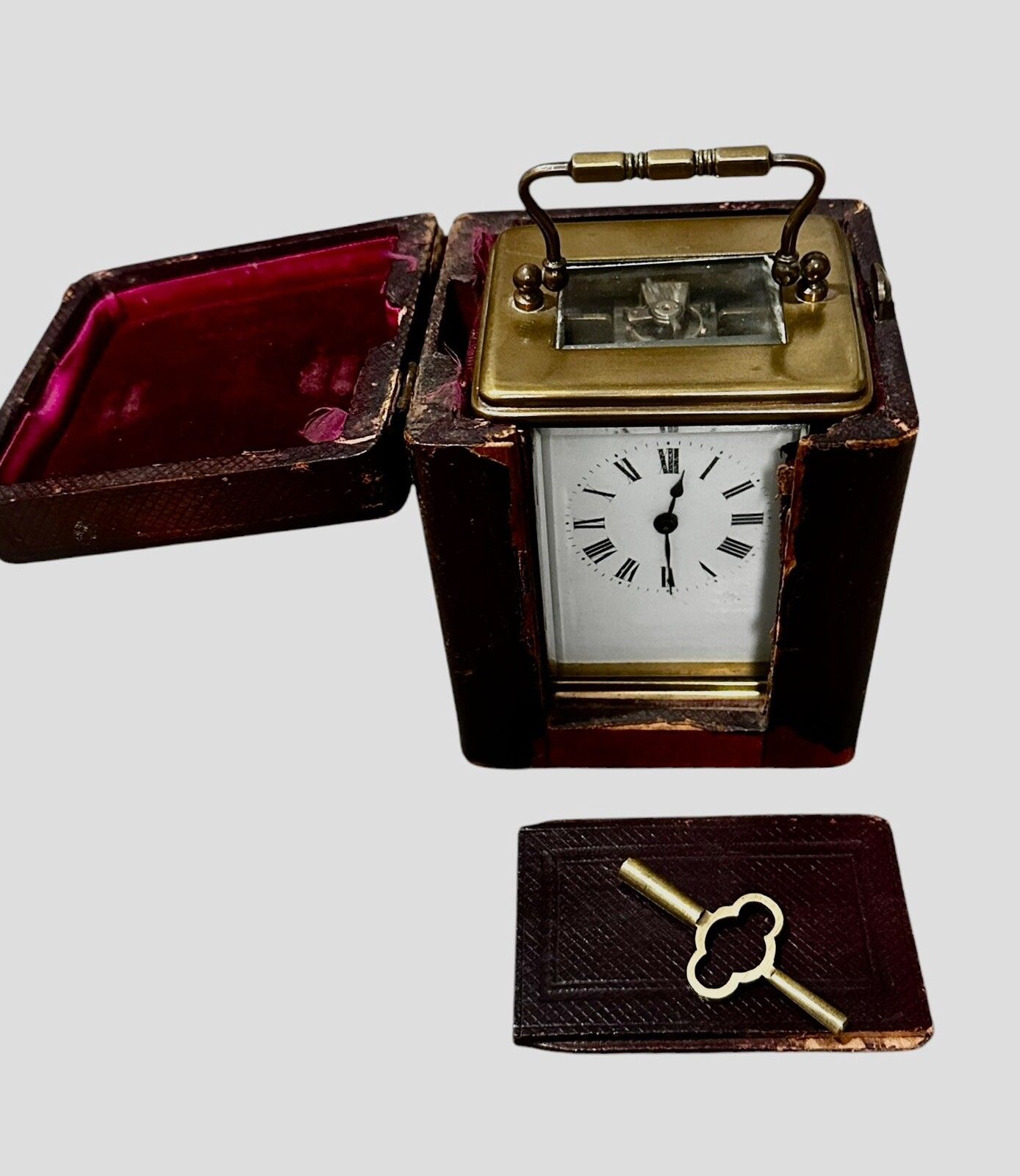 Antique Victorian Quality French Brass Carriage Clock  Working  Original Case photo buy