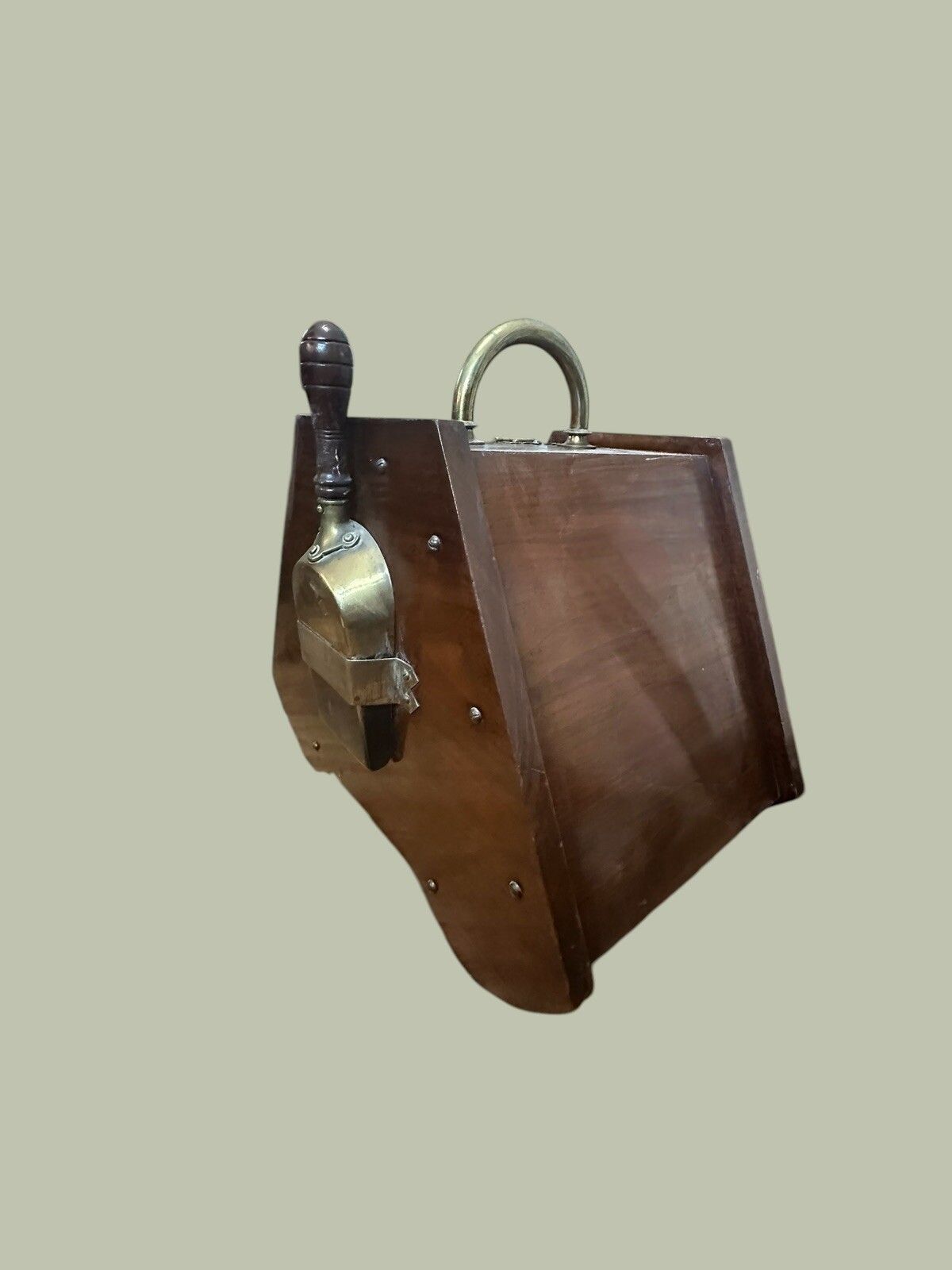 Victorian Coal Scuttle Brass Detail Liner And Shovel photo Home Fixtures