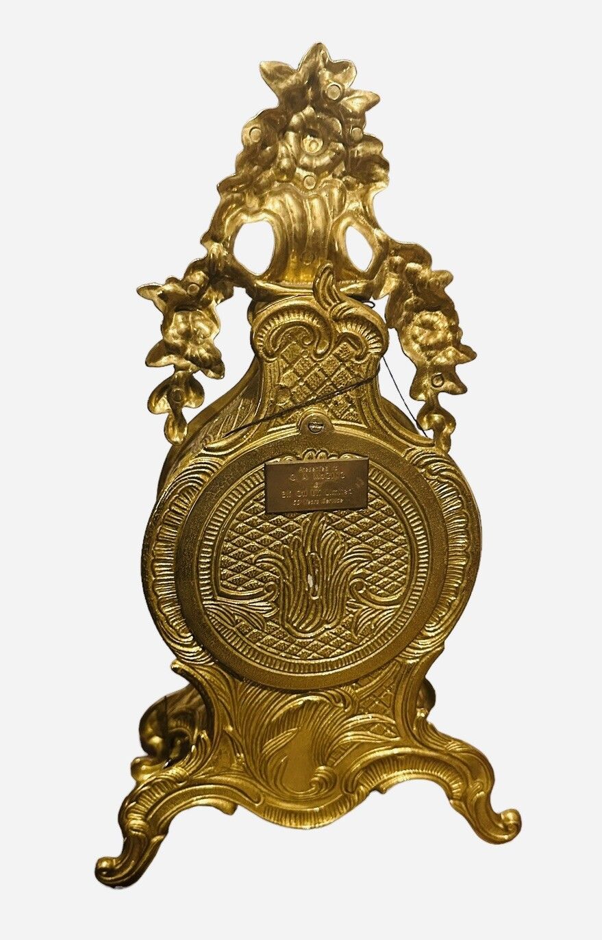 Vintage Brass Rococo After Eight Mantle Clock Franz Hermle Bell Movement photo for sale