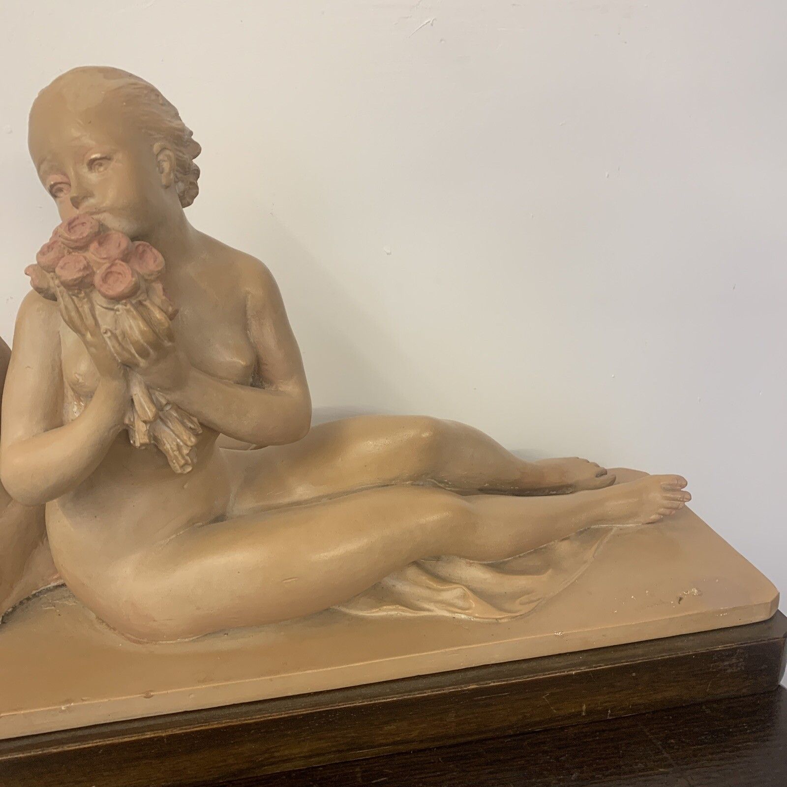 Original Art Deco Large Patina Painted Plaster Sculpture Signed By Artist photo Art