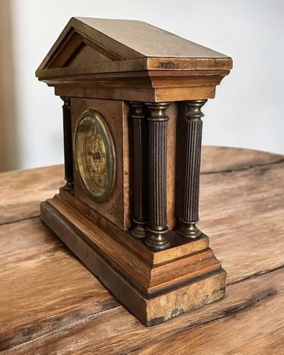 19th Century Miniature Architecture Column Mantle Clock Mechanical  C1910 photo for sale