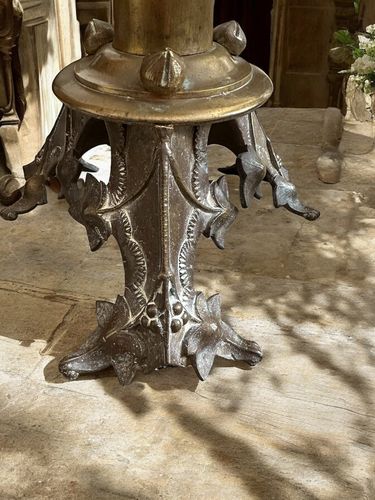 Pair Of 19th Century Bachelet Paris Pricket Alter Church Candle Sticks C1860 photo for sale