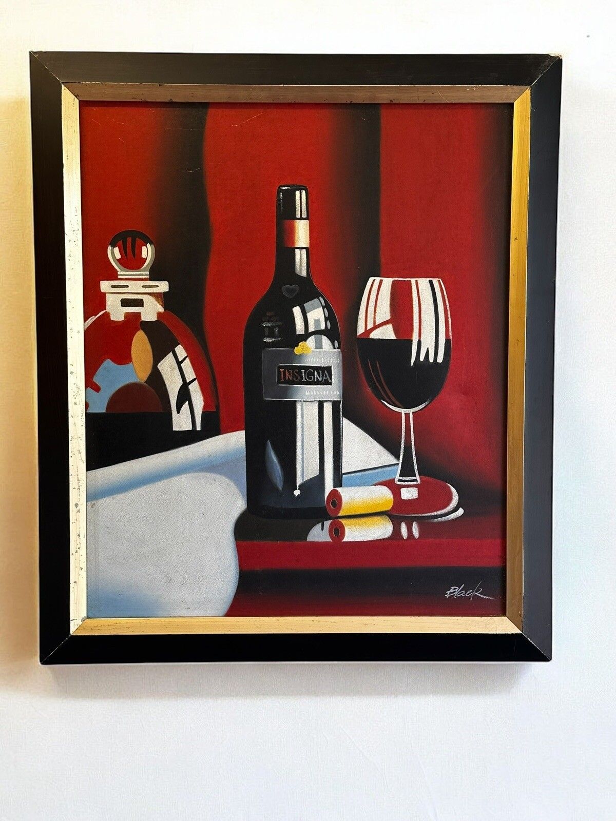 Mid Century 70’s 80’s Wine Painting Original Oil Still Life  71cm By 61cm Signed photo furniture