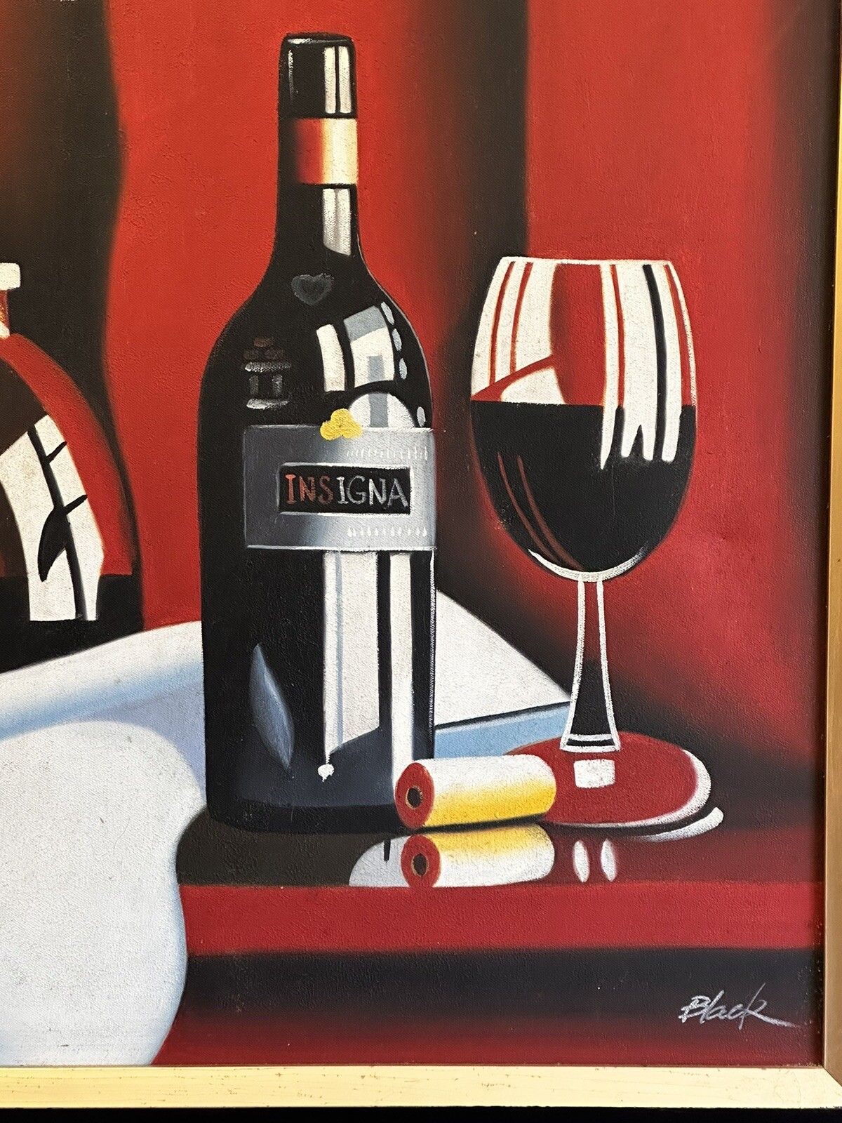 Mid Century 70’s 80’s Wine Painting Original Oil Still Life  71cm By 61cm Signed photo 110.0