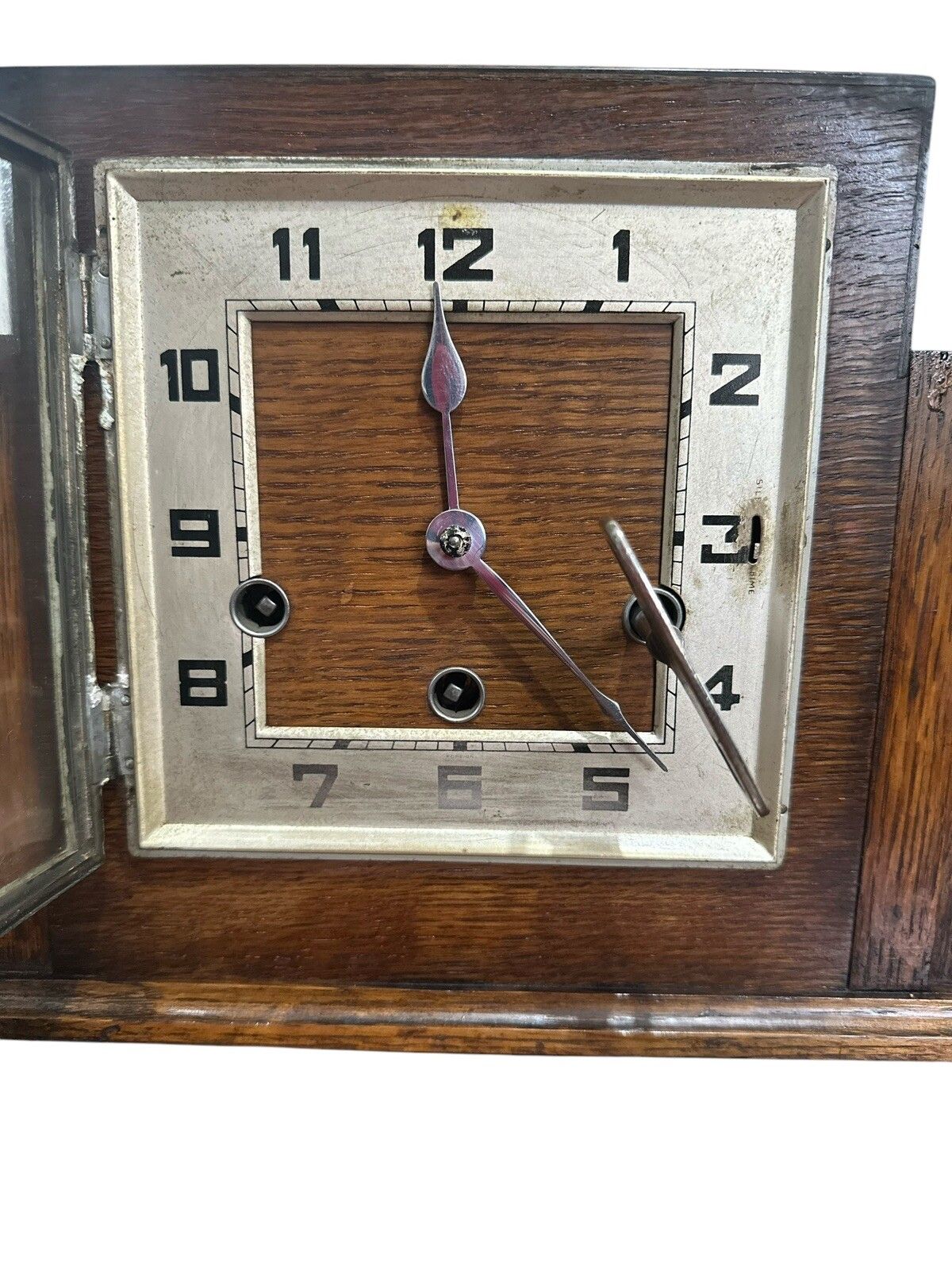 Icoinic Art Deco German Haller” Oak Westminster Chime Mantle Clock photo vinterior