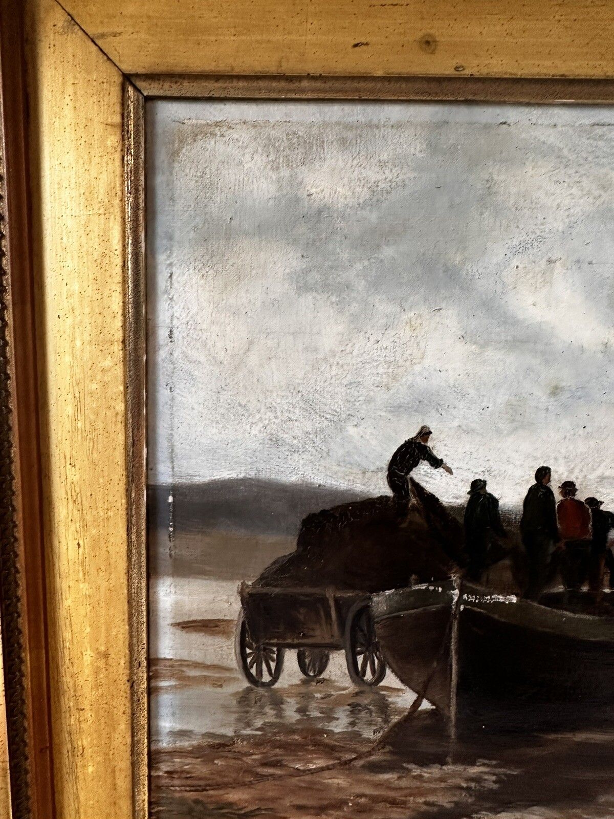 photo furniture Victorian Oil Painting P G Collins Nautical  Maritime  Fishing Scene 62cm