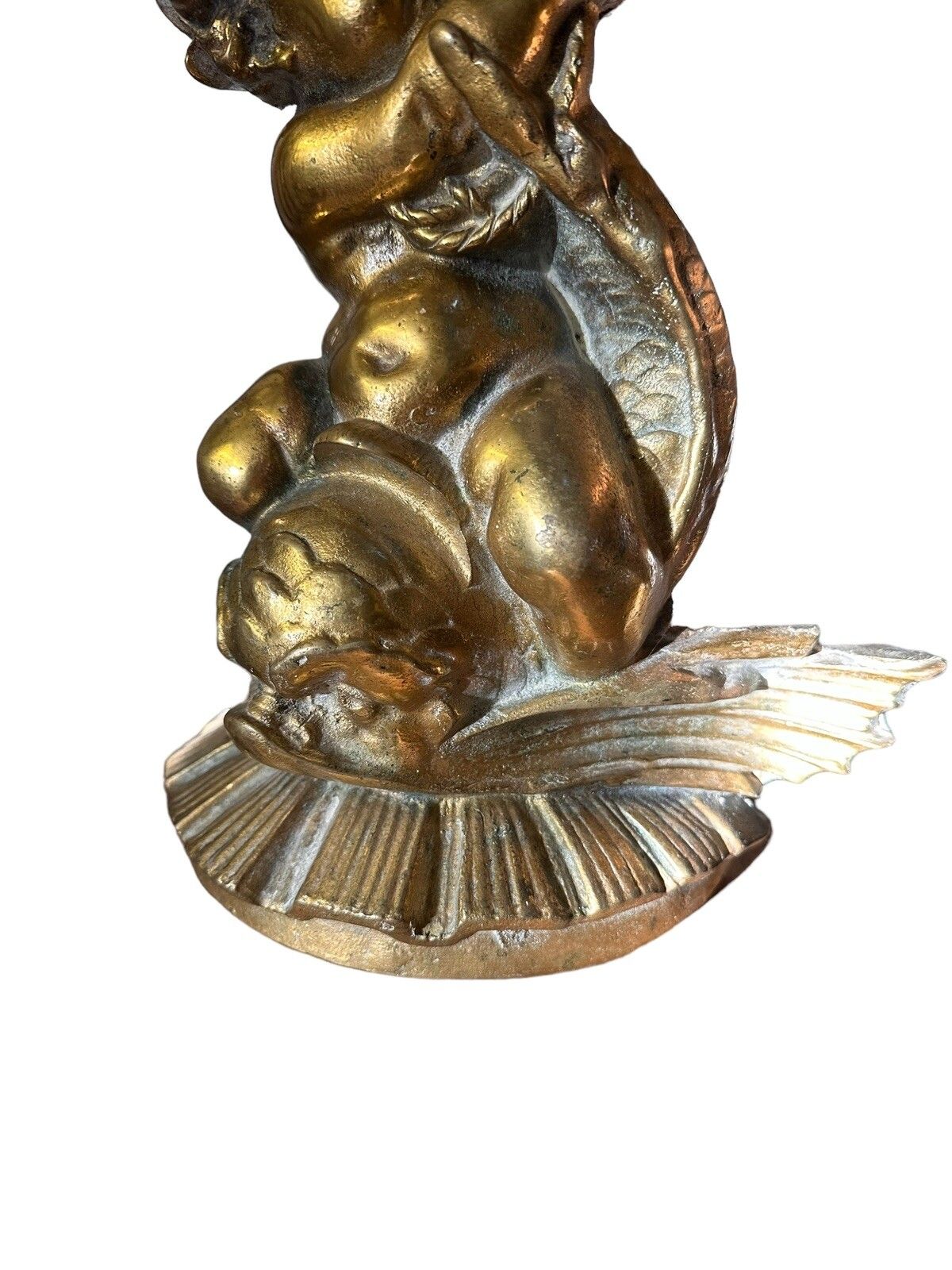 Exquisite Antique Heavy Brass Cherub Door Stop Statue 4.5kg 16” Tall Stamped photo for sale