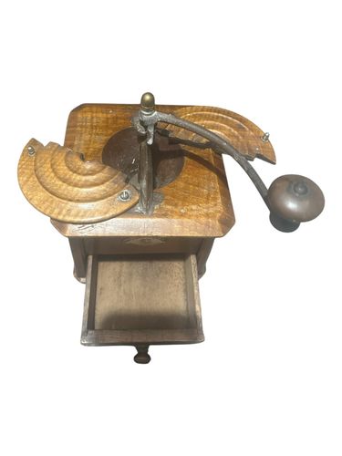 Peugeot Antique Brass/Wood Hand Crank French Rustic Coffee Grinder/Mill photo Home Decor