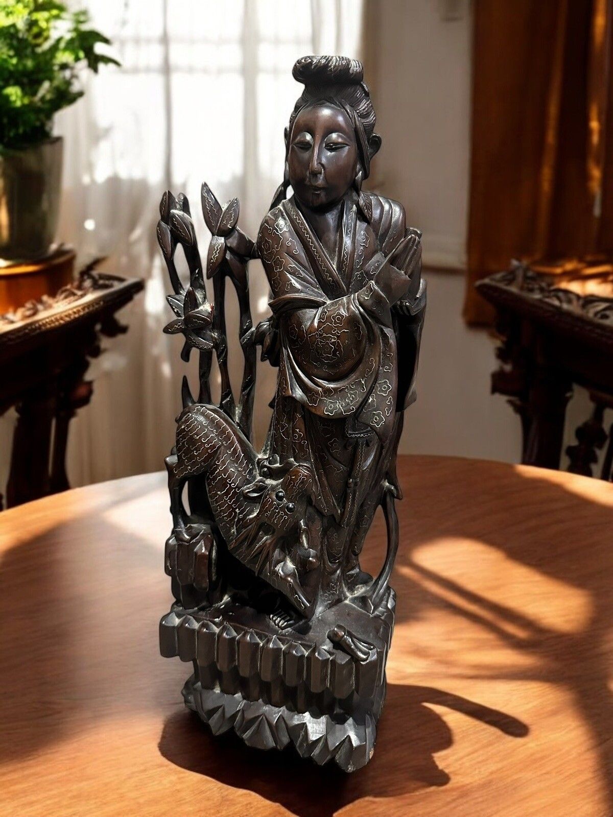 Hand Carved Wood And Polychrome, China, Early 20th Century, Asian Art Figure 17”