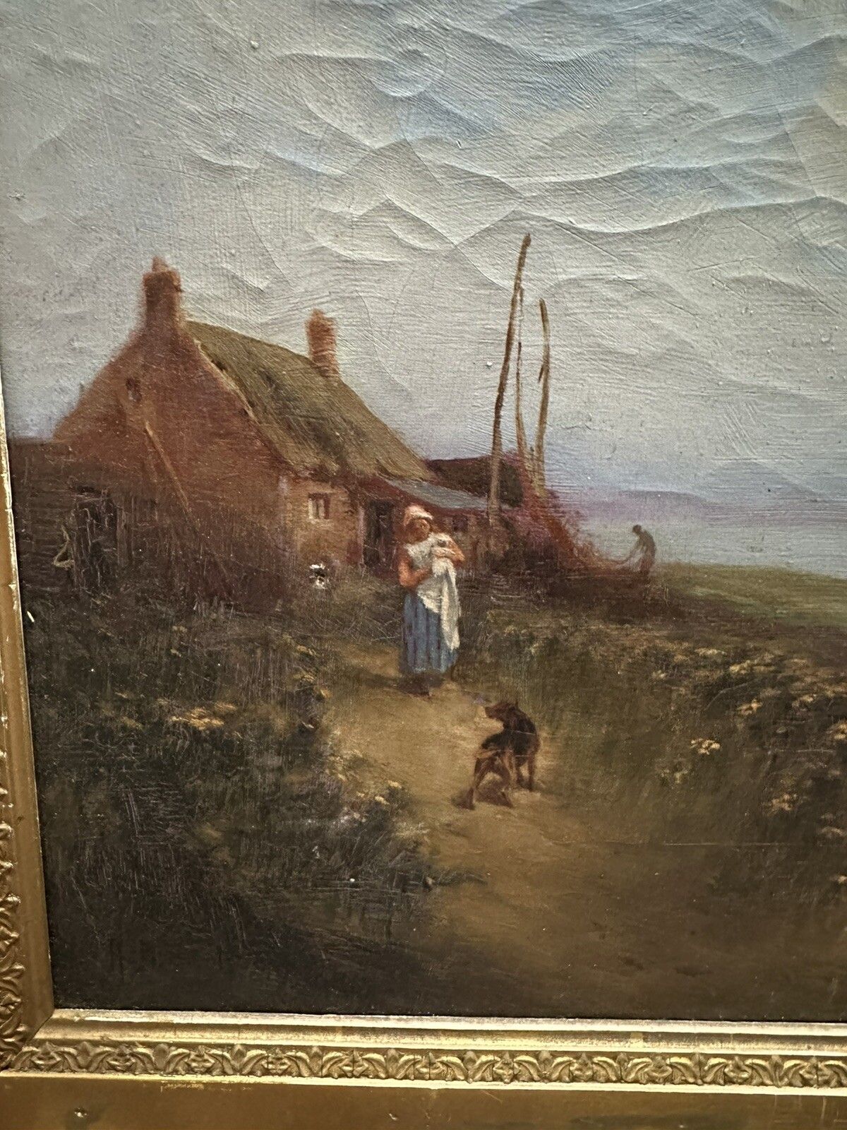 19th Century English Original Oil On Canvas By H B Scott “ Afisherman’s Cut” photo 125.0
