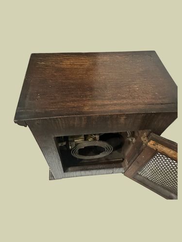 A Fine French Marti Early 20th Century Carved Oak  Bracket Clock Dated 1919 photo vintage