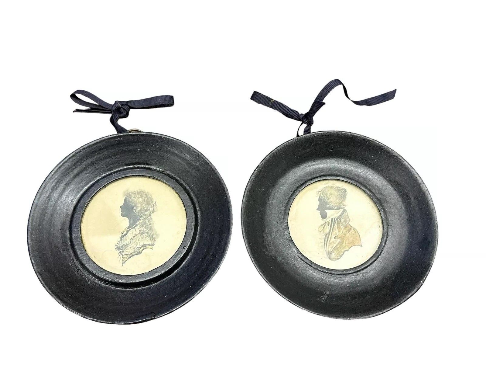 Pair Of Regency Cut Paper Silhouettes Of A Lady & Gentleman photo furniture