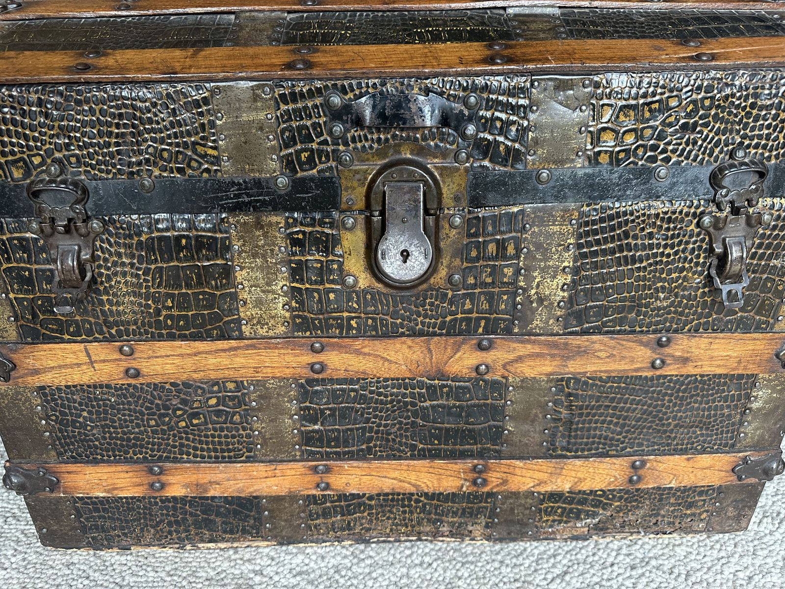 Victorian Steamer Trunk – Dome Top, Faux Crocodile Skin photo buy