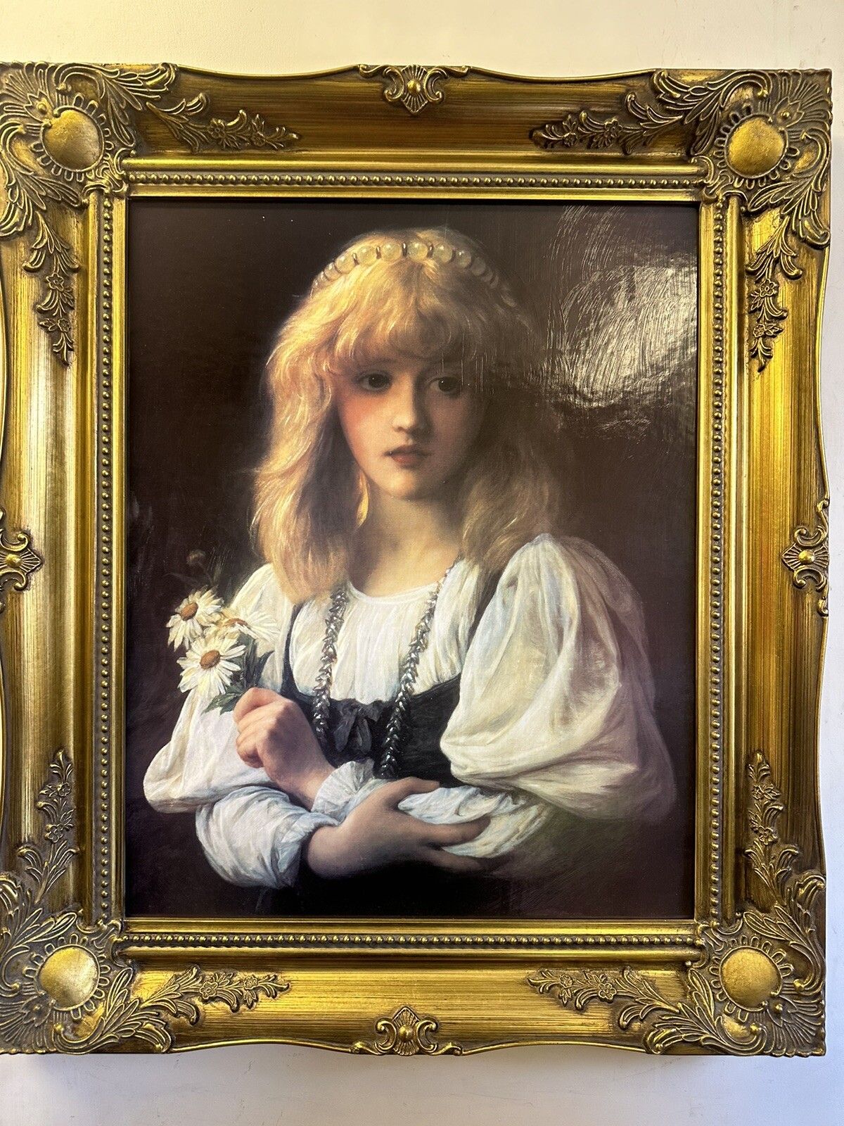 Mid Century Oleograph Portrait Of A Beautful Lady Framed  66cm By 56cm photo vinterior