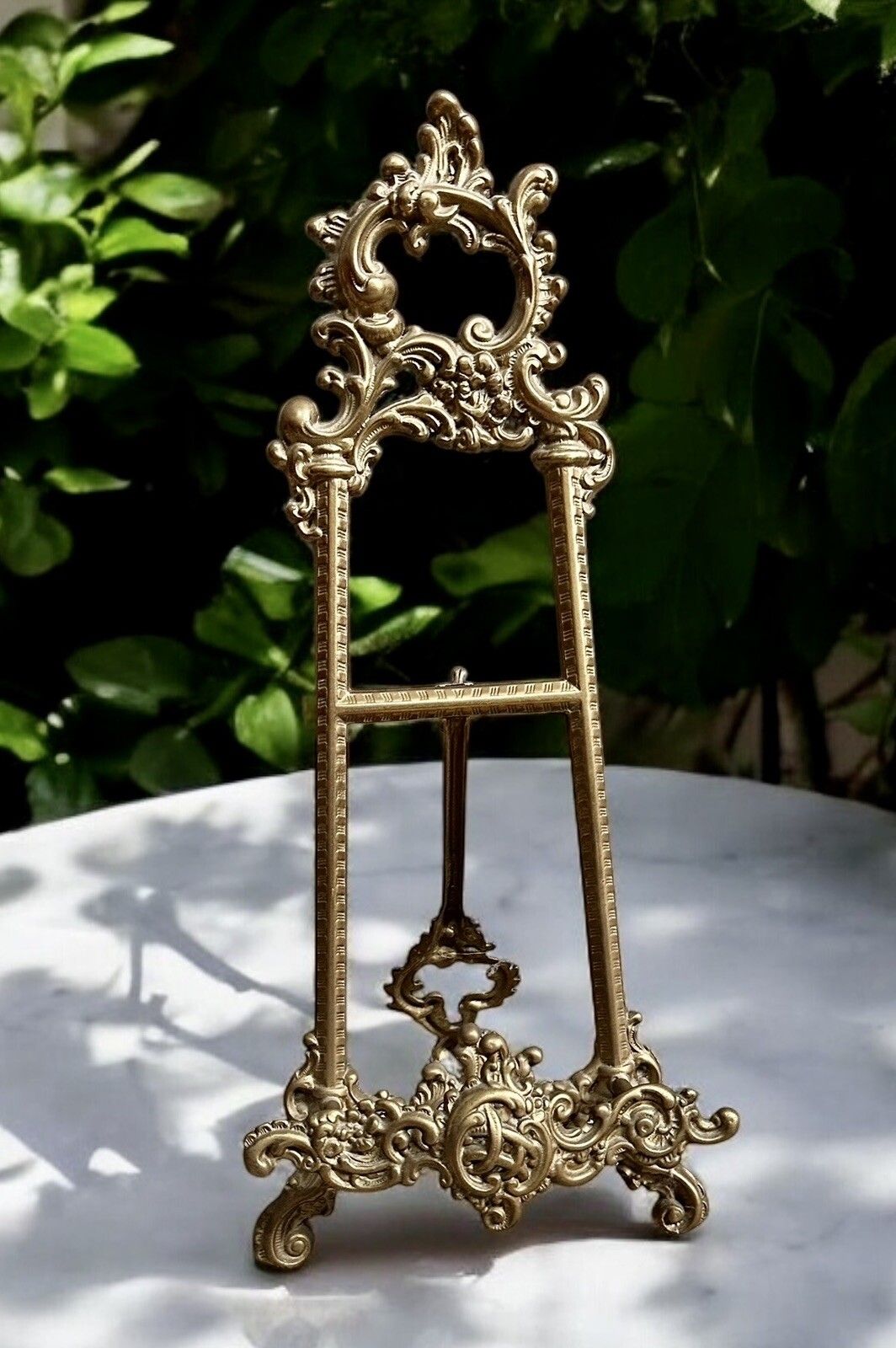 French Rococo Old Large 16" Brass Picture Stand Art Easel Painting  Photo photo furniture