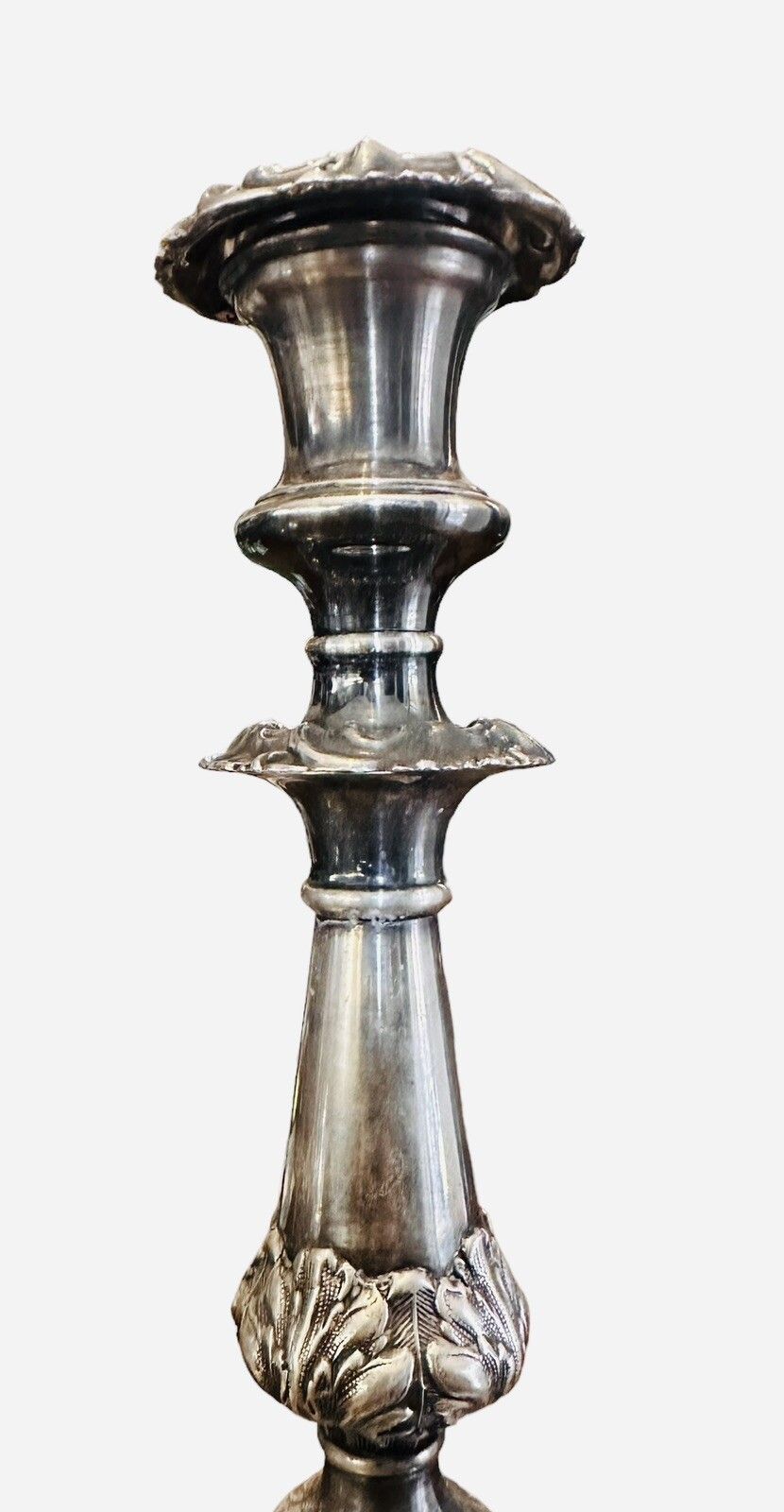 Antique 19th Century Gorgeous Pair Of Silver Plated Candlesticks Very Ornate photo for sale