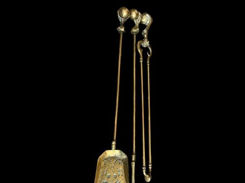 19th Century Brass Fireside Companion Set Androids Country House Interior photo for sale