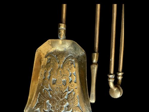 19th Century Brass Fireside Companion Set Androids Country House Interior photo Home Fixtures