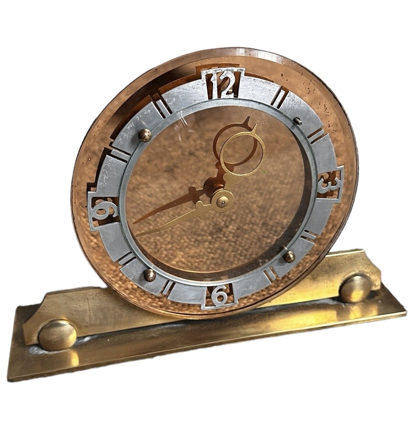 Art Deco Glamourous Mechanical 8 Day Peach Glass Mirror Clock, English, C1930s