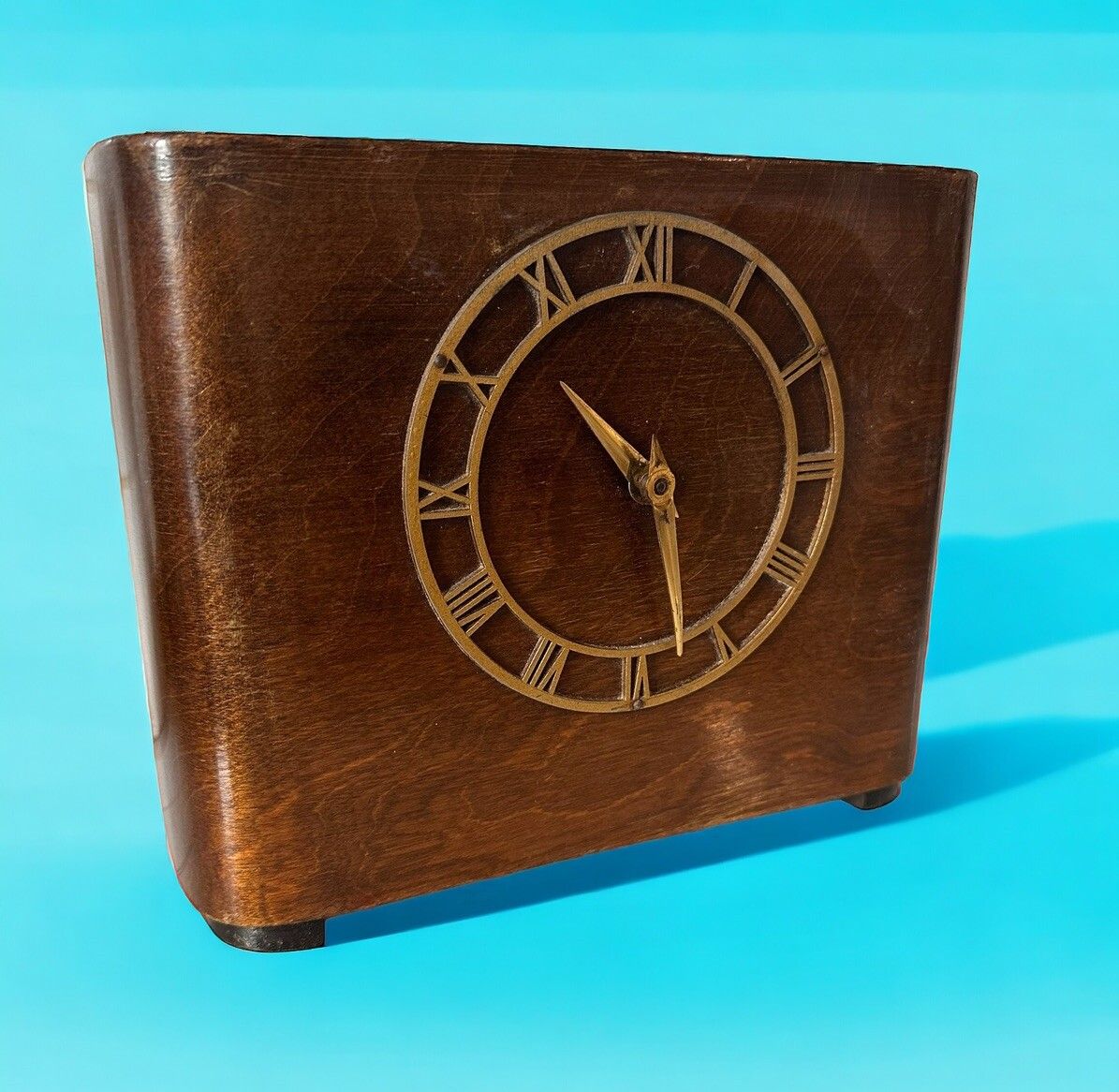 Rare Antique Wooden Mantel 'Savings' Clock Mechanical Fully Working