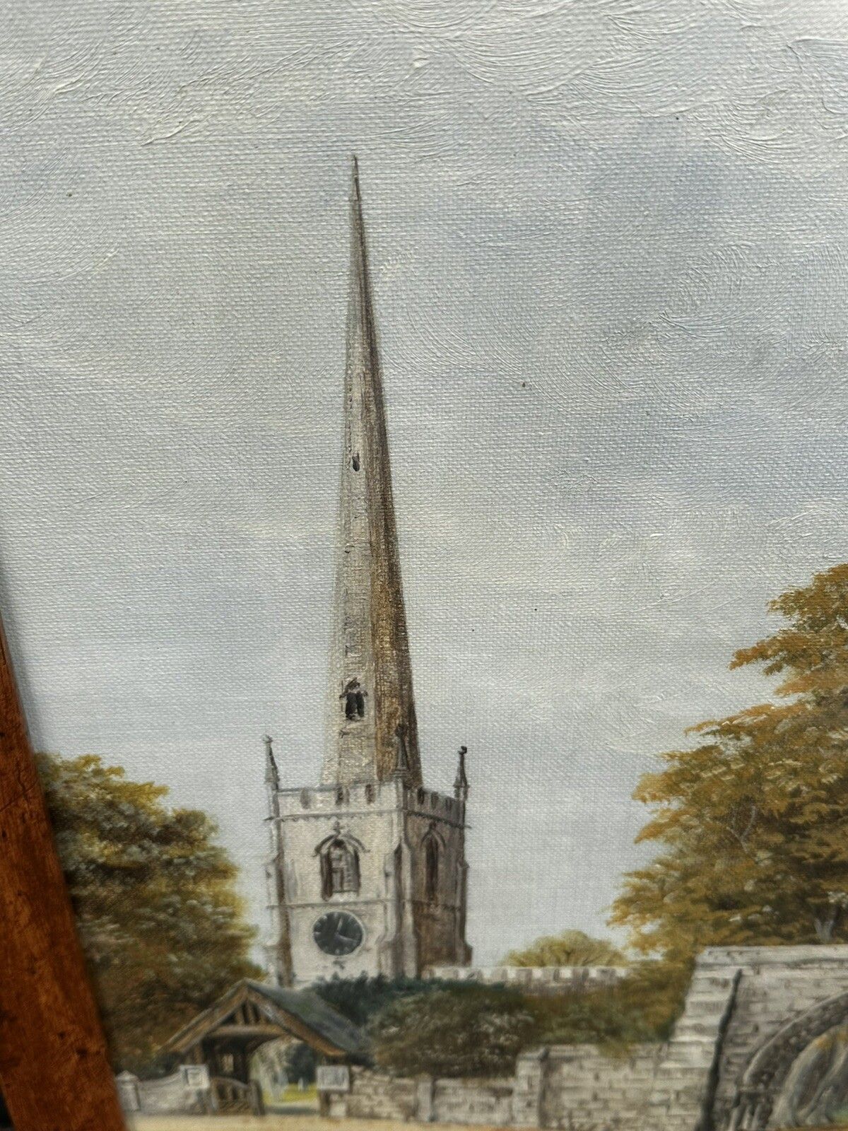 Original Signed Painting  Church Of St Mary De Castro, Leicester 58cm By 48cm photo vinterior