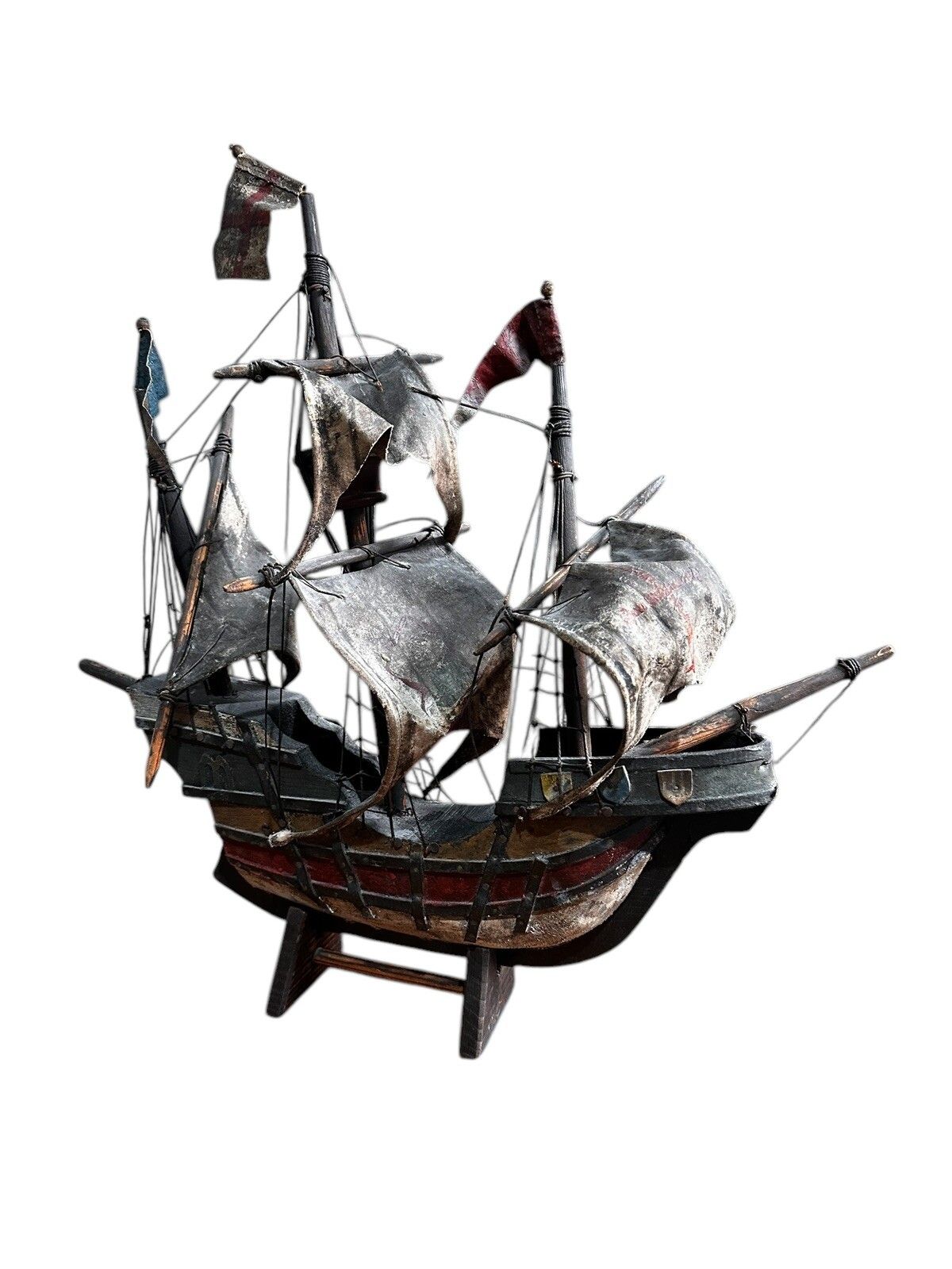Galleon Antique Wooden Model Nautical Scratch Built Fantastic photo 95.0