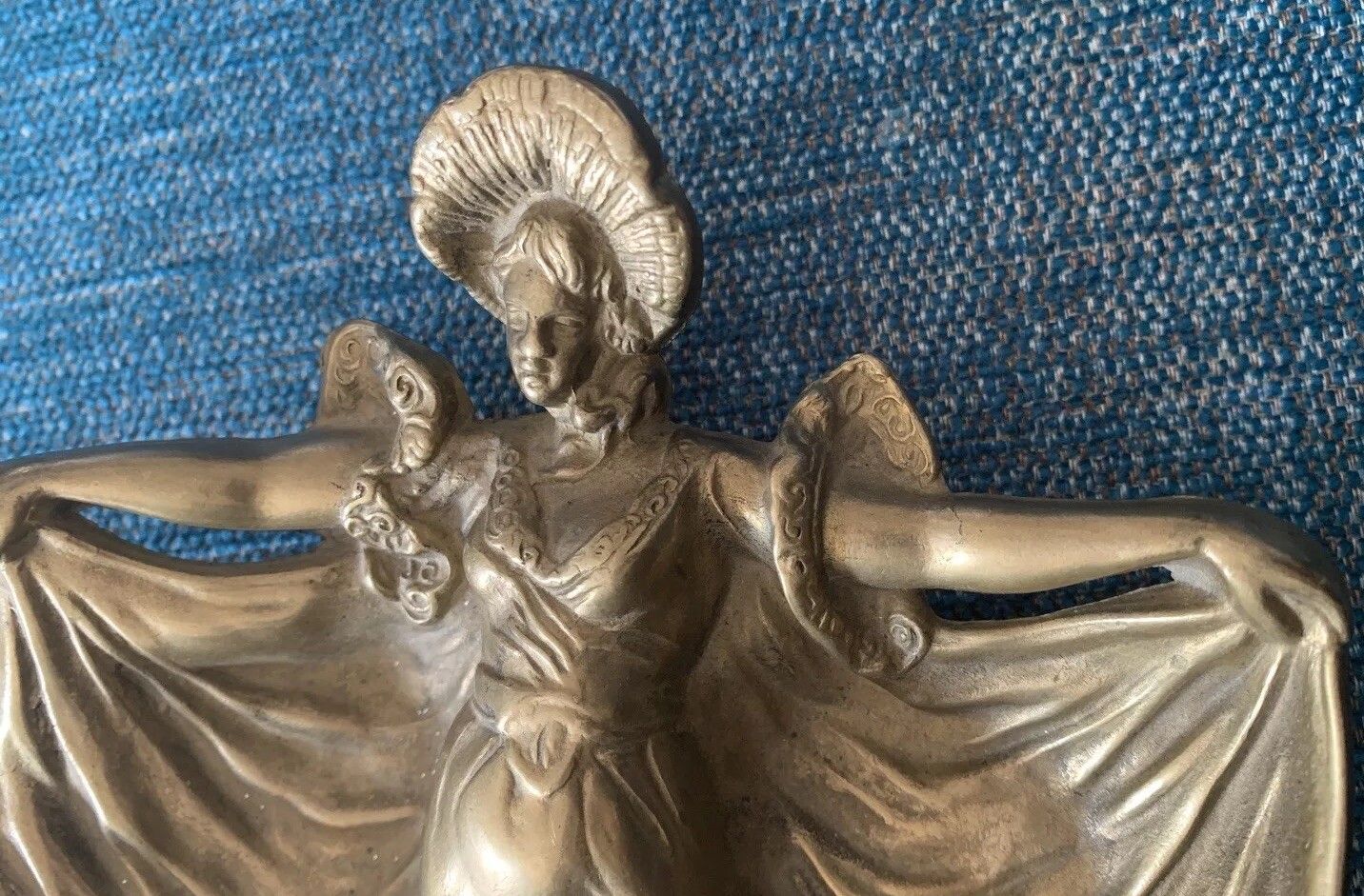 Art Nouveau Brass Bronze Tray Maiden Figure photo buy