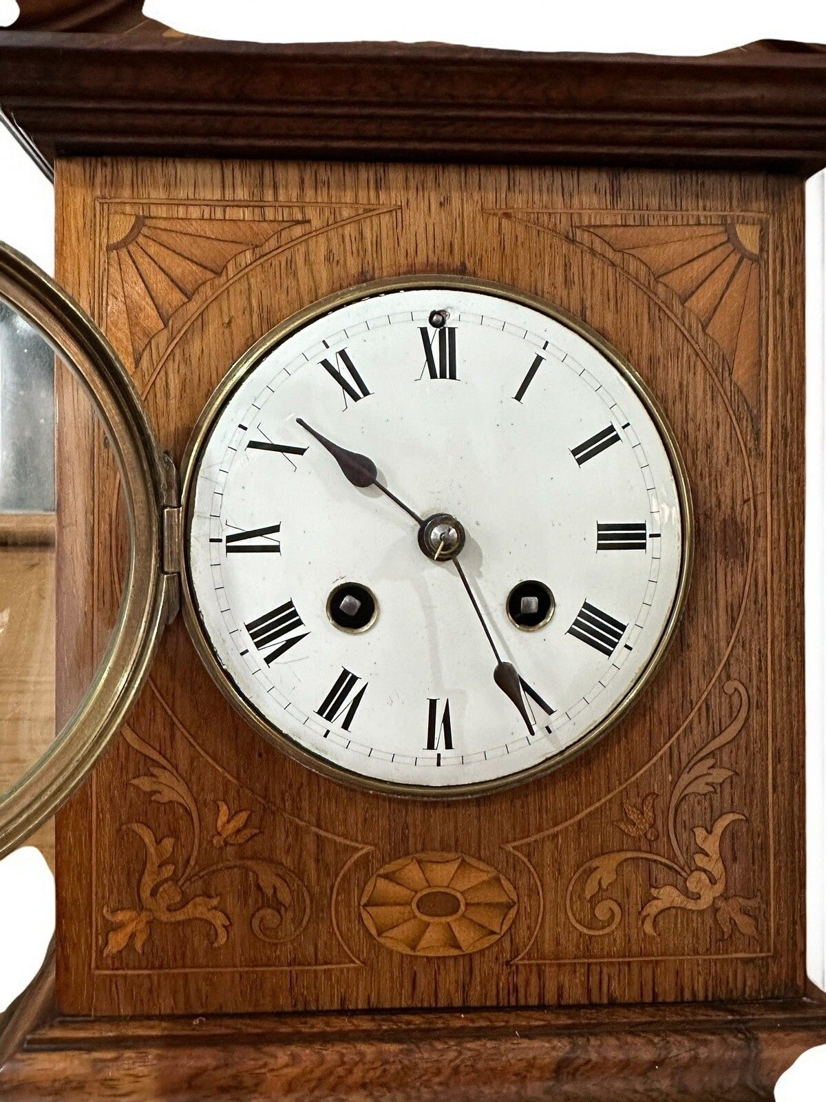 Outstanding Edwardian Inlaid Marquetry French Mantel Clock, Samuel Marti, Paris photo Home Decor