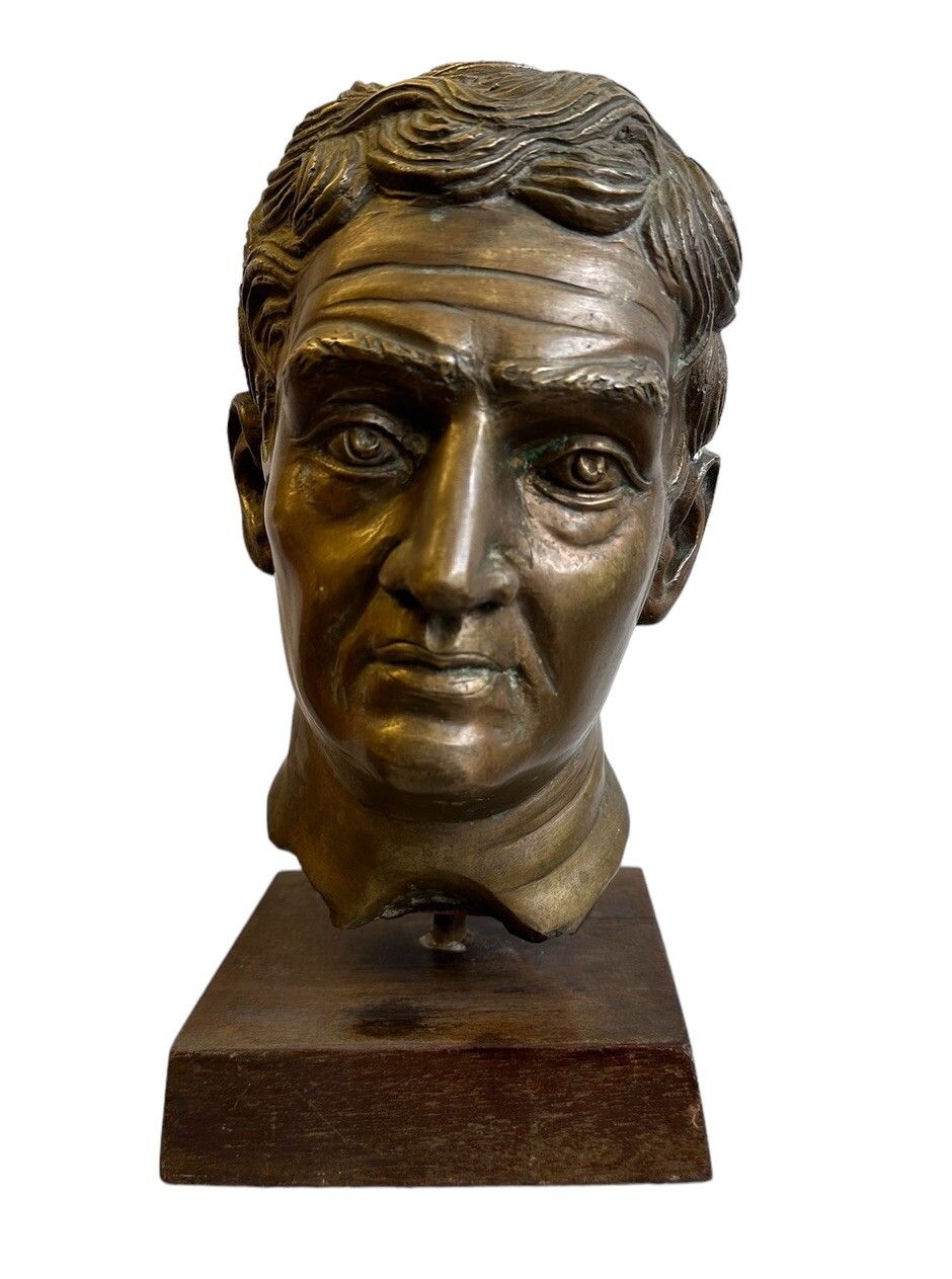 Antique Fine Detailed Bronze Head Bust photo furniture