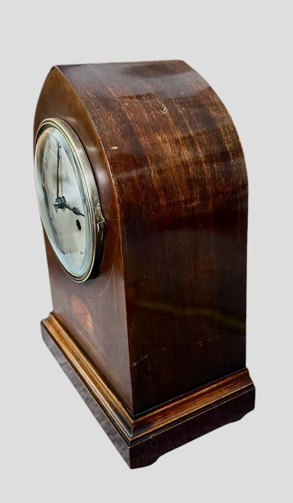 Edwardian Inlaid Mahogany Lancet Top Mantel Clock photo vinterior
