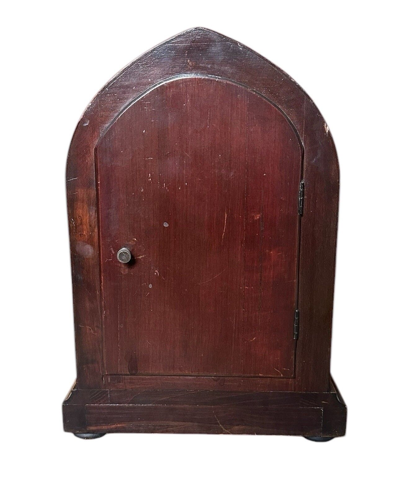 Edwardian Inlaid Mahogany Lancet Top Mantel Clock photo vintage