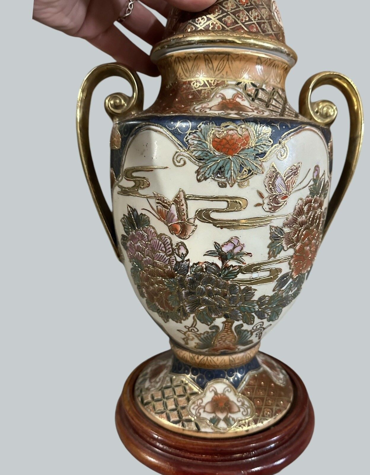 Gorgeous Oriental Ceramic Ginger Jar Urn Table Lamp Hand Painted 38cm photo 75.0