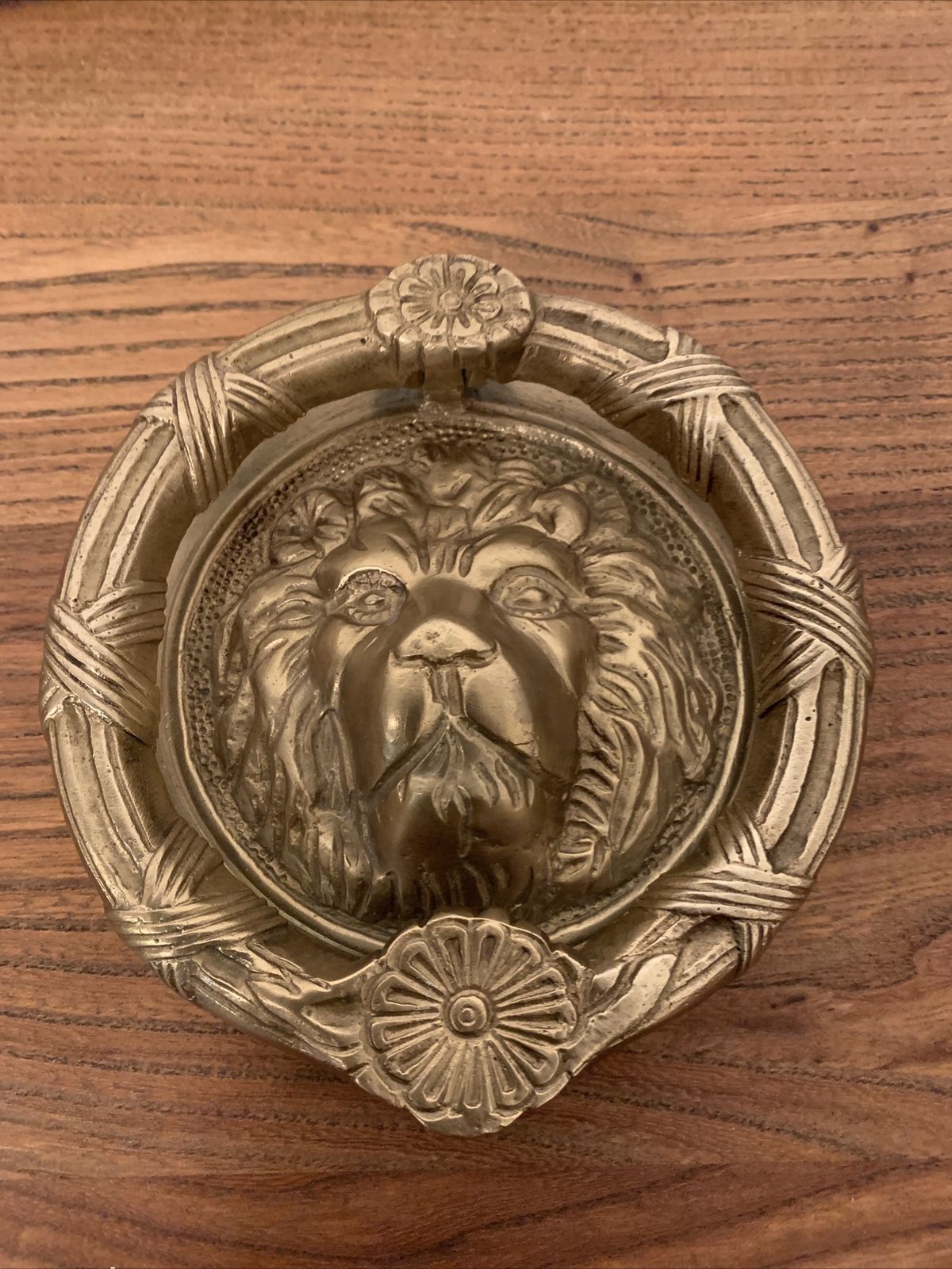 Antique Lion Head Large Beautiful Edwardian Solid Heavy Brass Front Door Knocker