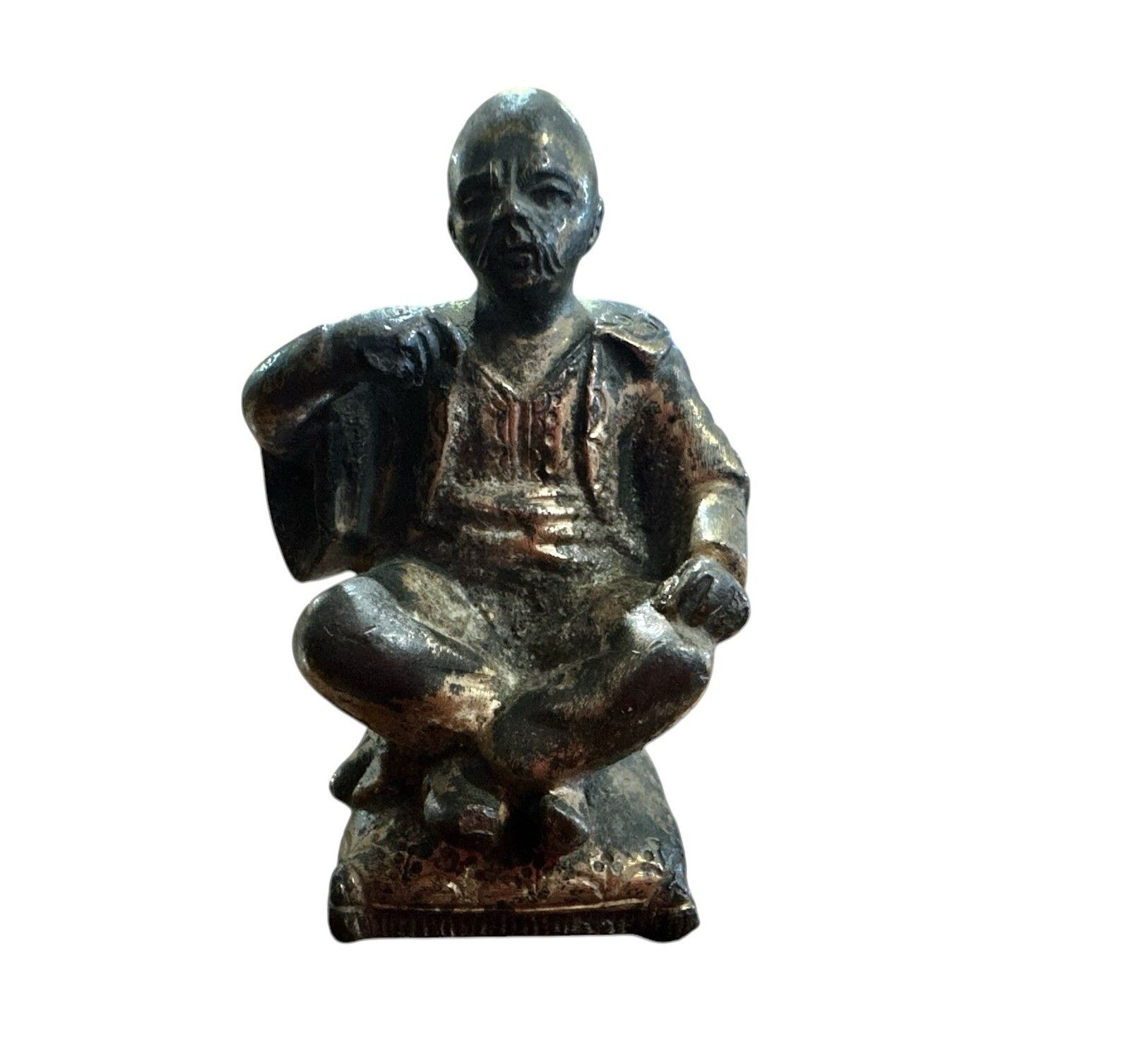 18th 19th Century Japan Japanese Bronze Sculpture Seated Man photo vinterior