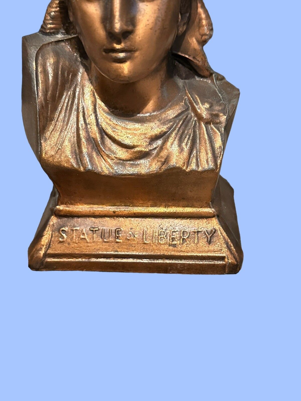 Cast Iron Bank, Statue Of Liberty Bust, Lberty State Bank photo Art
