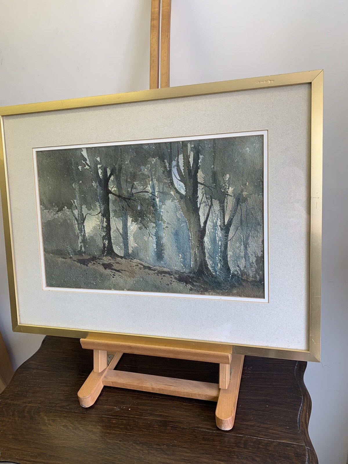 Original Vintage Watercolour Painting Framed /Glazed Sussex Woods photo furniture