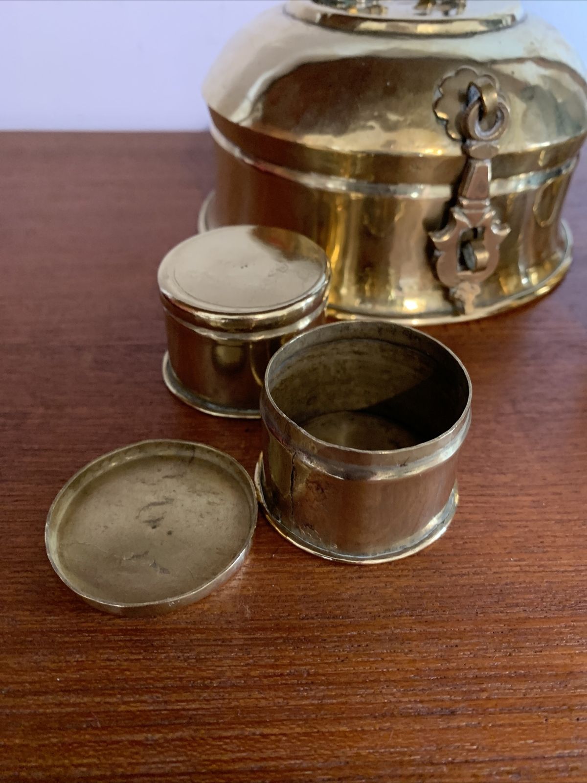 Antique 19th Century Asian Indian Spice Box With Contents Fantastic photo for sale