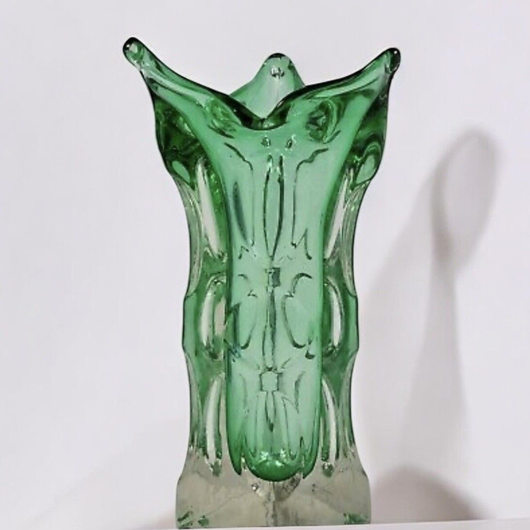 Czech Green Glass Vase Attributed To Jan Beranek 30cm High photo furniture