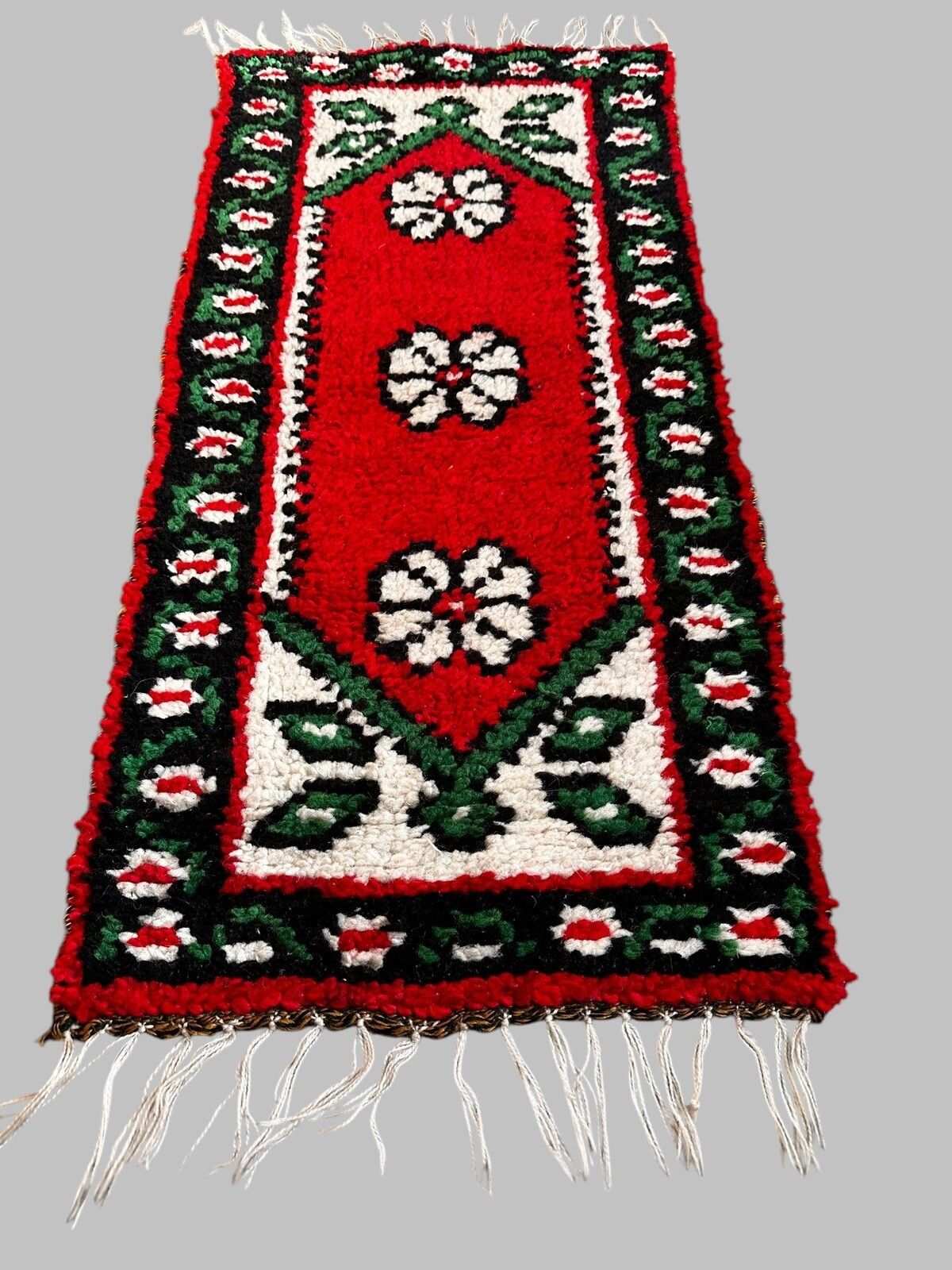 Vintage Eastern Kilim Wool Tassel Rug  110cm By 45cm photo for sale