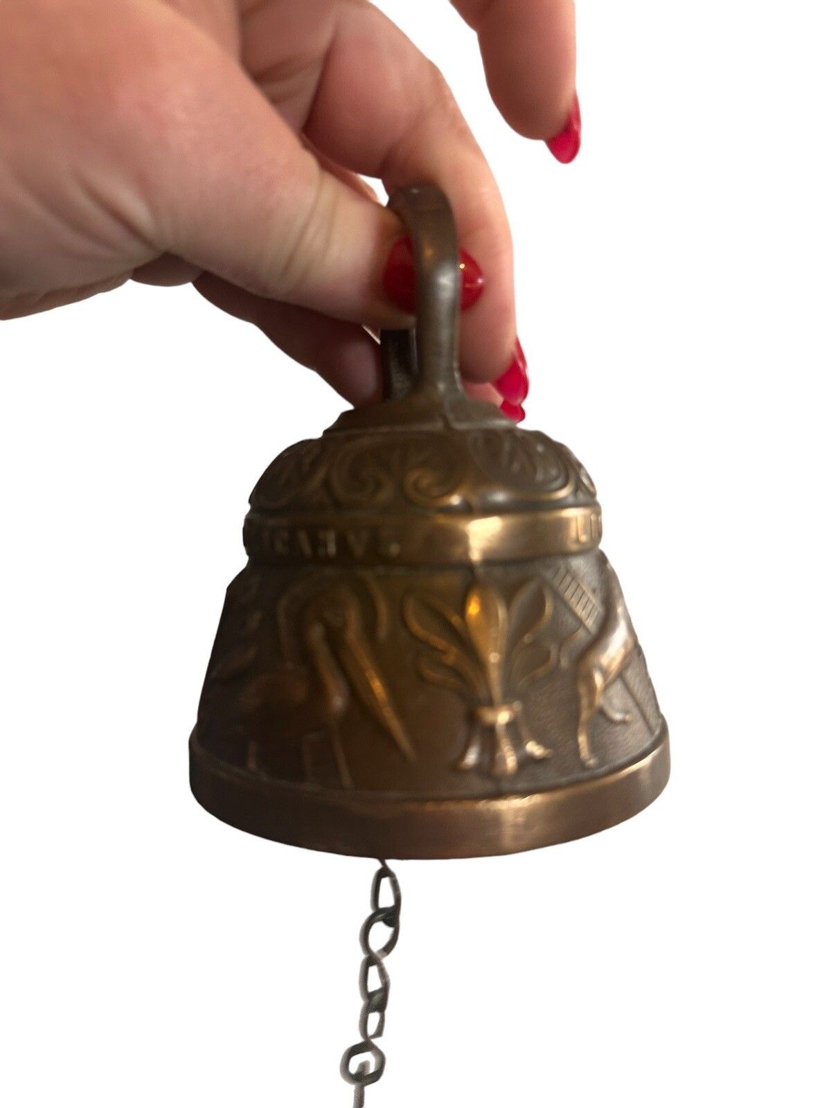 Antique Bell Of Court Or Monastery Bronze Words Latin Leo Seticanus photo 55.0