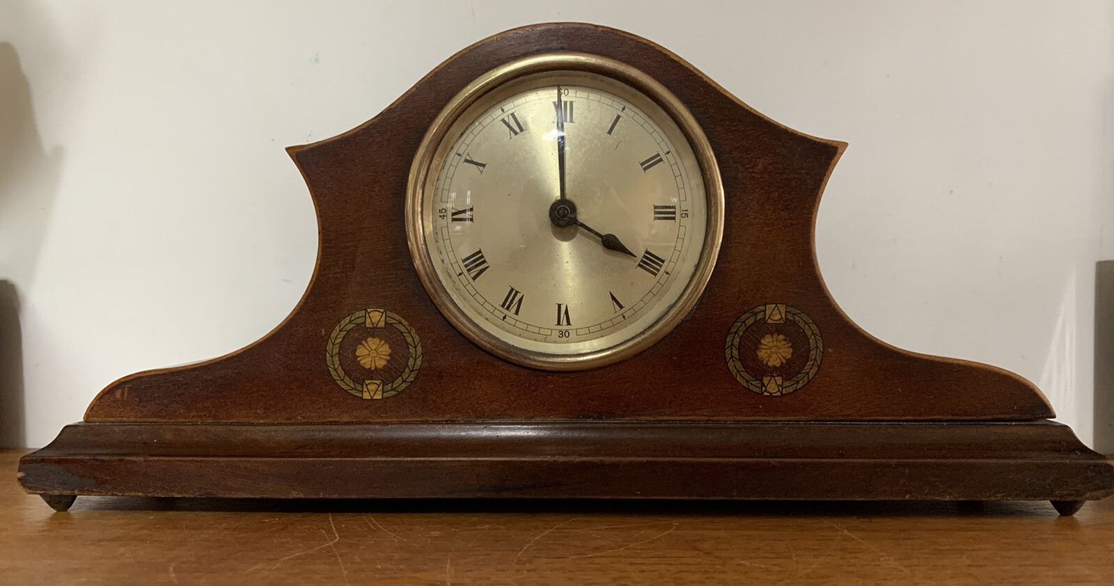 Antique French Mahogany Mantle Shelf Clxok Timepiece Stunning photo vintage