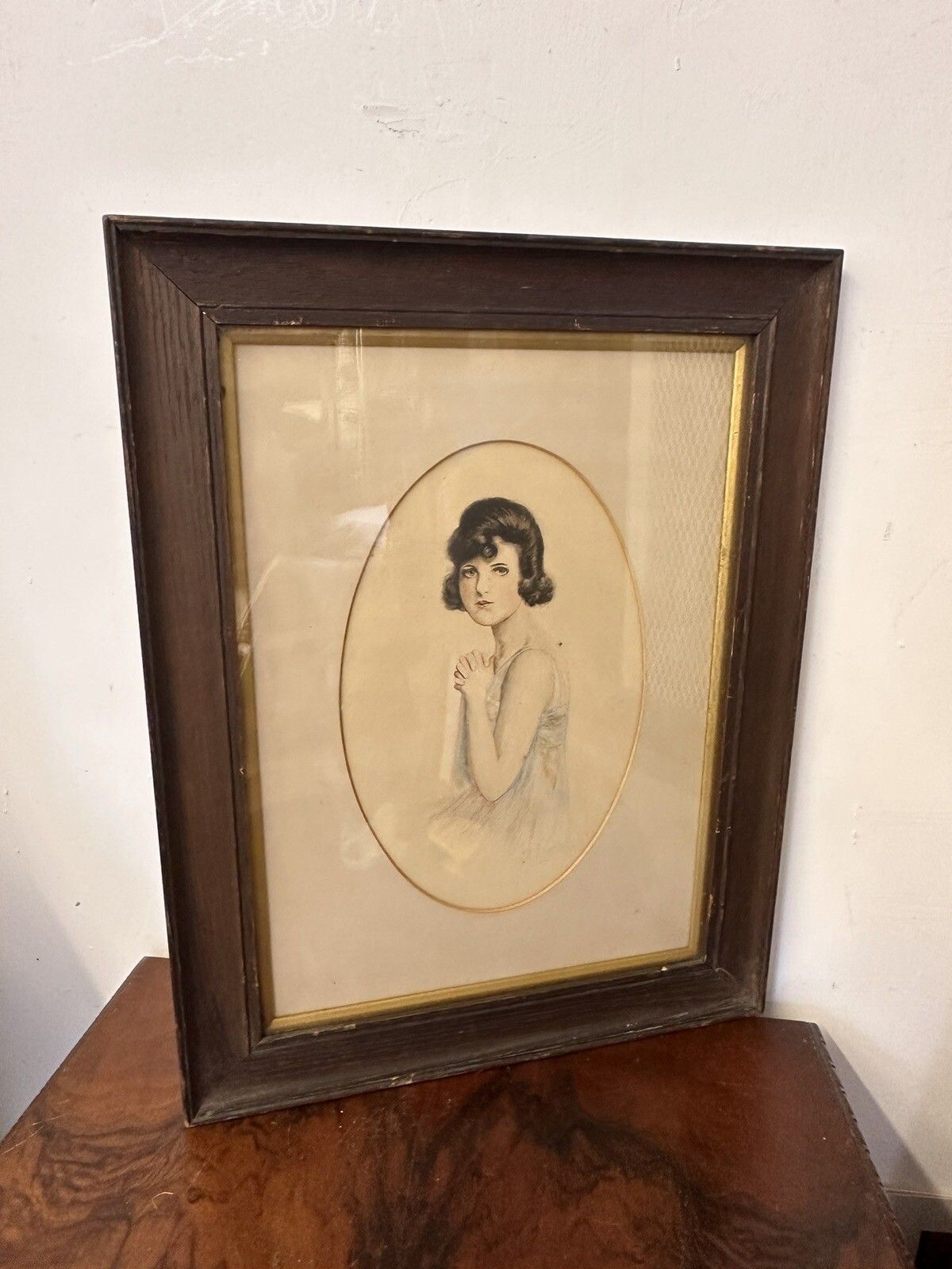 19thc Original Watercolour Of A Beautiful Lady Portrait Signed Framed And Glazed photo Art