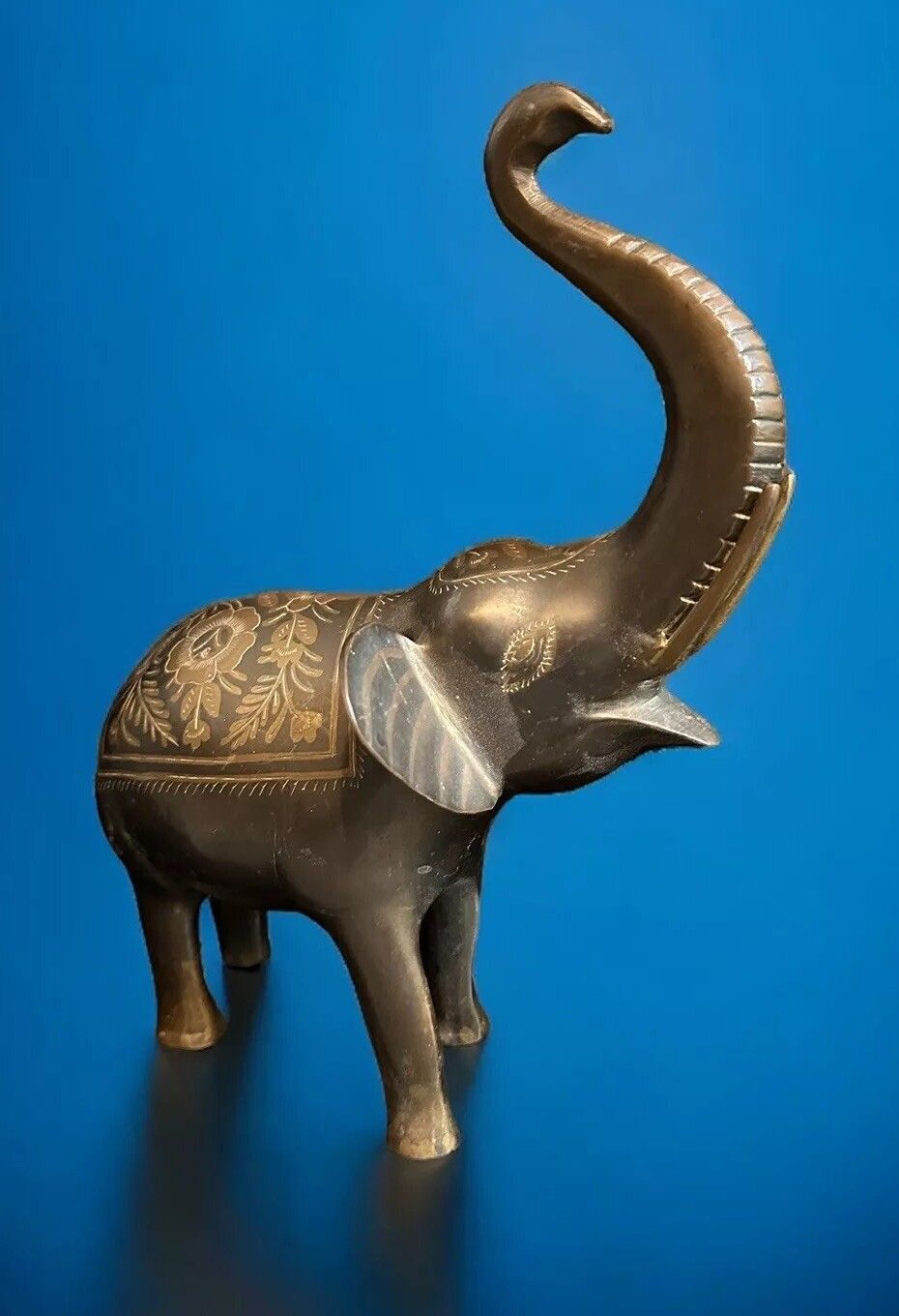 Mid Century C1970’s  Anglo Indian Heavy Brass Lucky Elephant Statue Figure