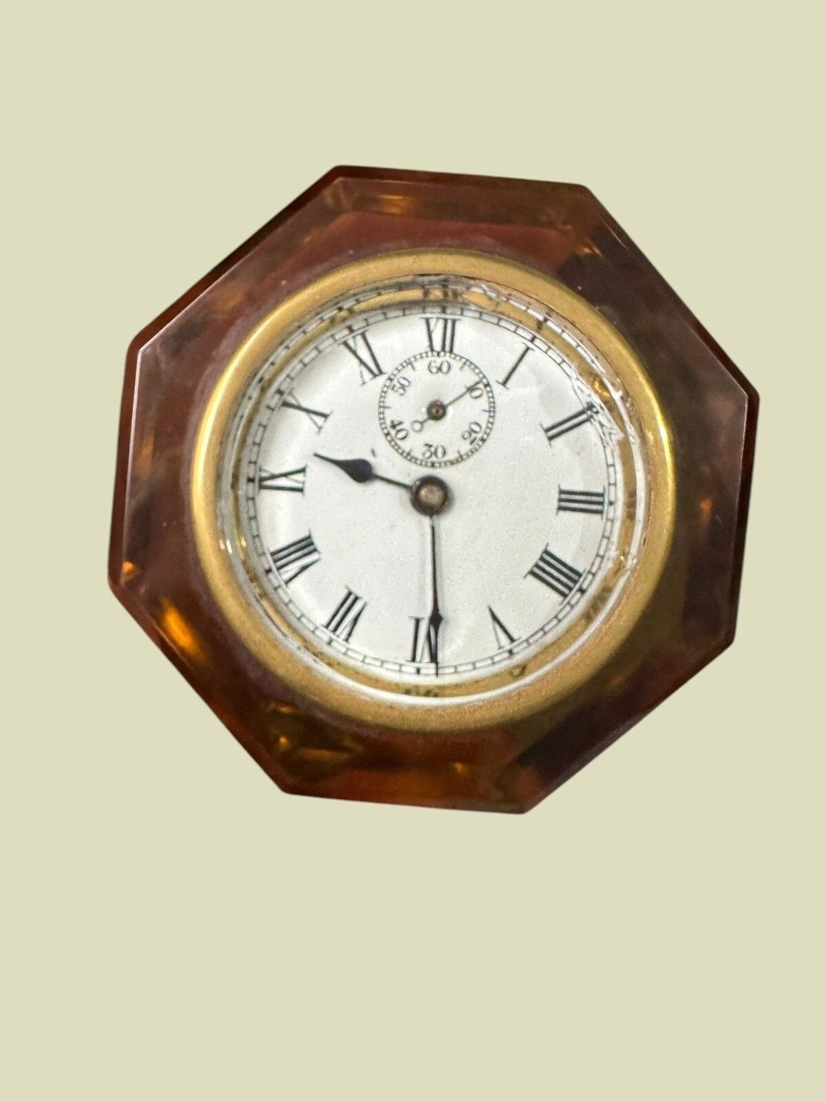 E.N. Welch 19th Century Victorian Art Glass Jewel Clock Paperweight With Case photo Home Decor